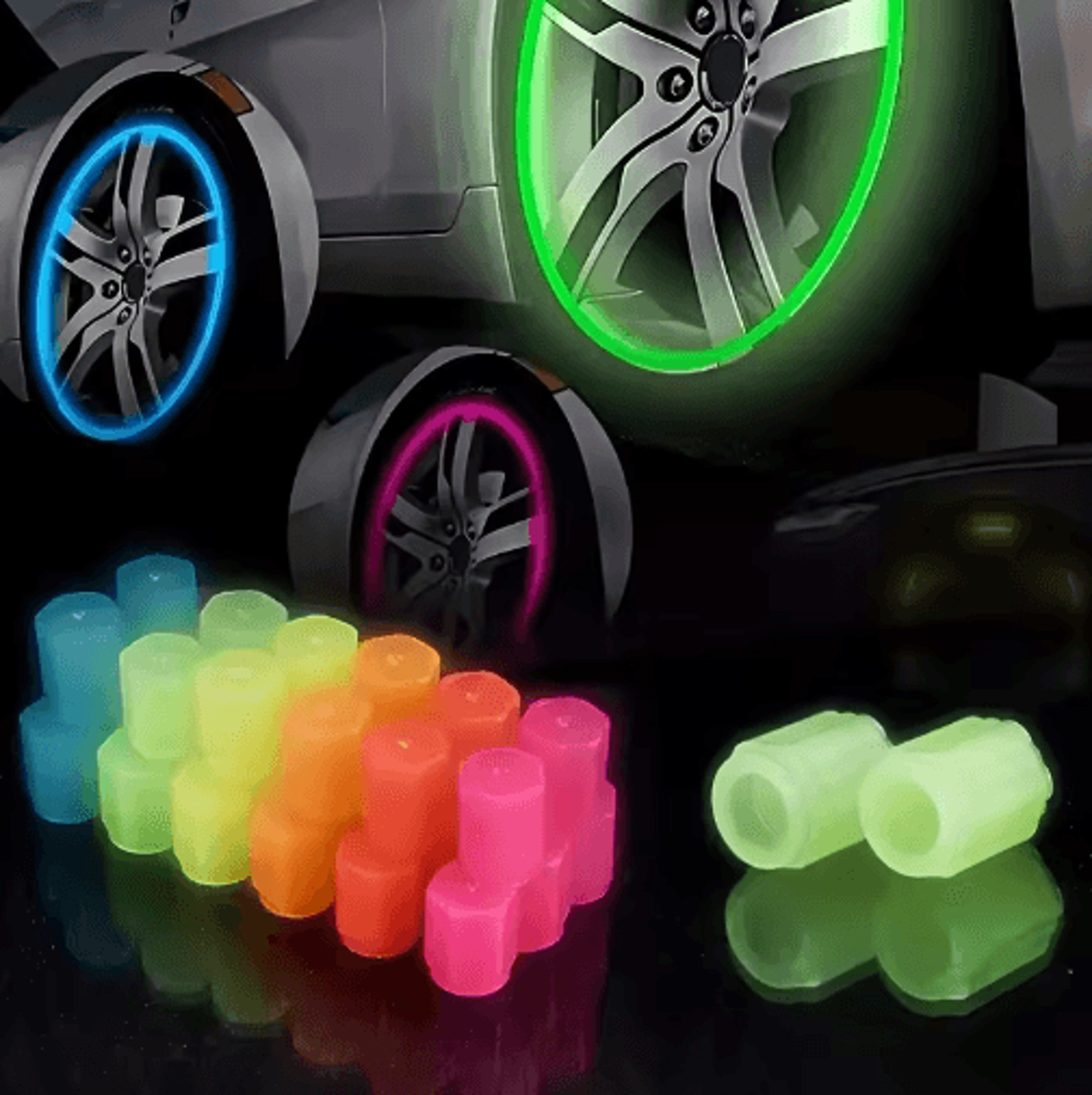 universal glow-in-the-dark hexagonal tire valve caps – dustproof valve stem covers for cars, motorcycles & bicycles