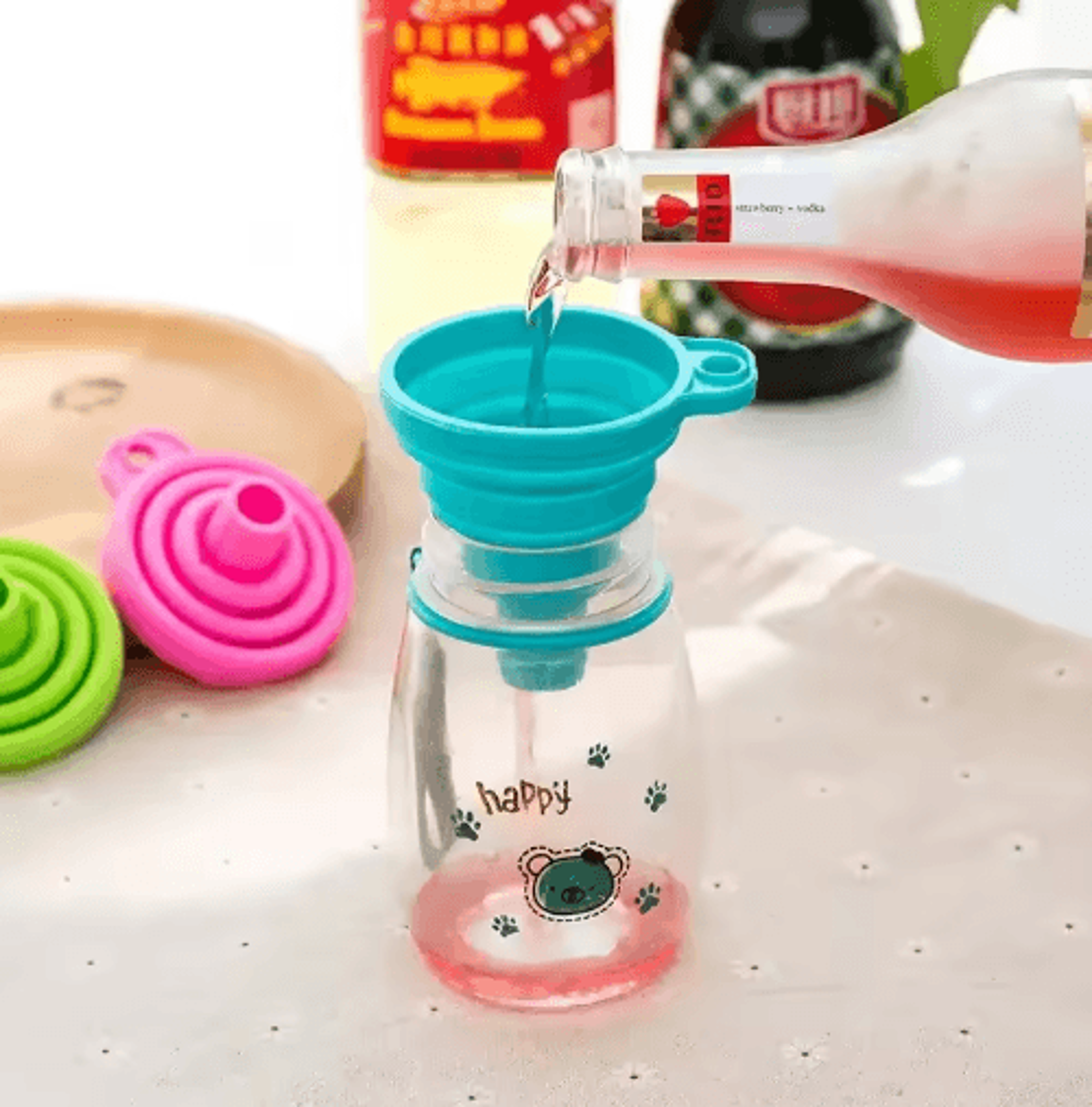 collapsible food-grade silicone funnel – foldable multi-purpose funnel for kitchen & automotive use