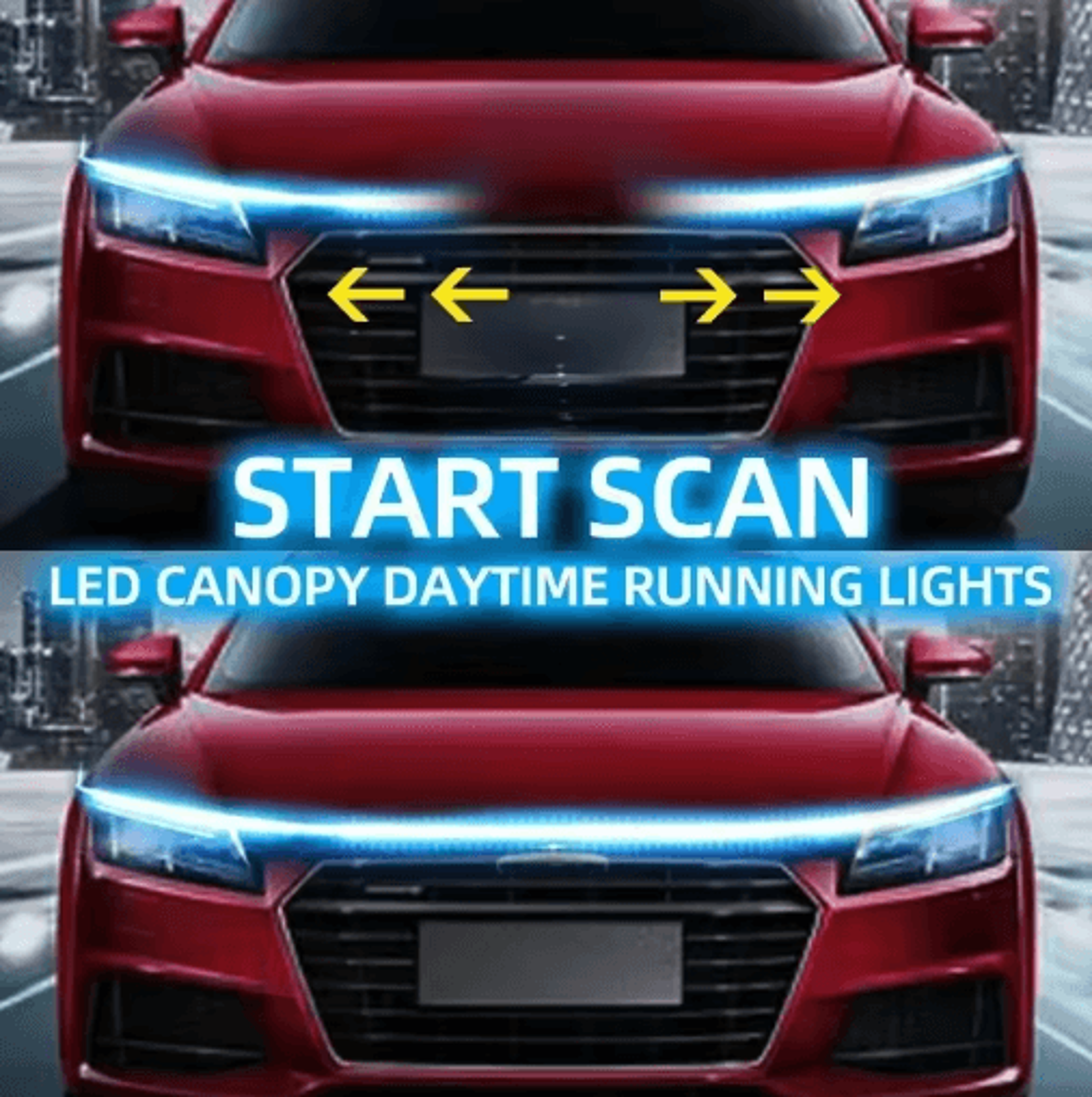 dynamic led hood light strip – scan start car hood decoration & daytime running accent