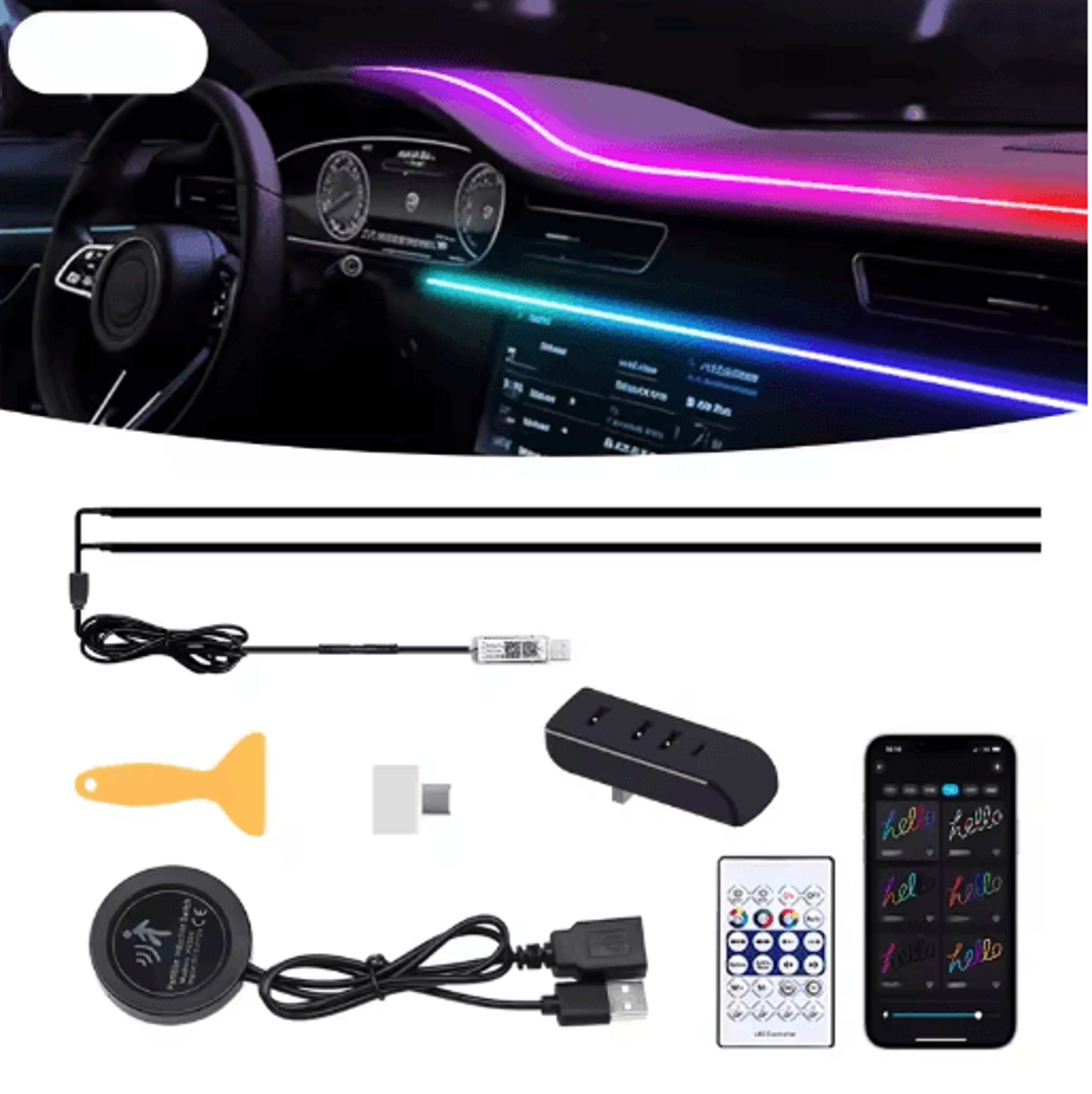 tesla dashboard ambient light usb docking station – 30-second auto shutoff module for model 3, model y, model x & model