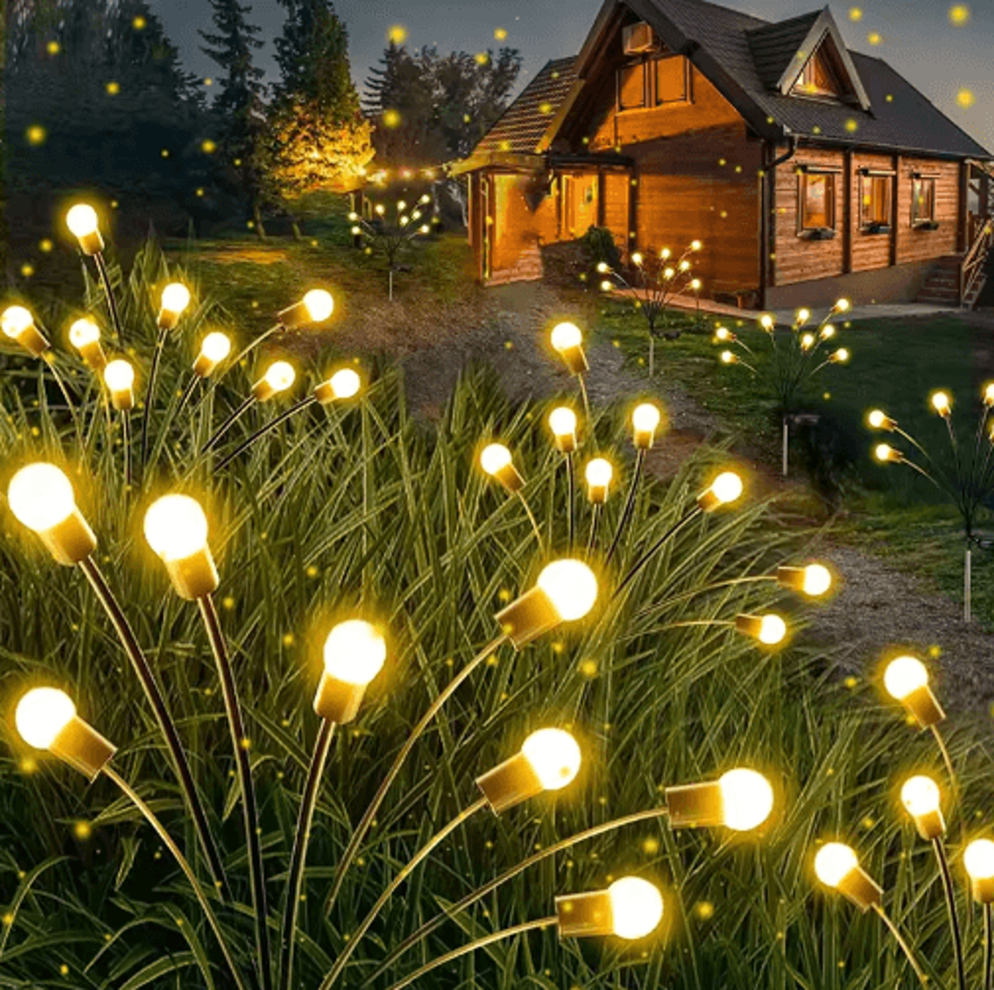 upgraded solar firefly garden lights waterproof swaying led outdoor landscape decor