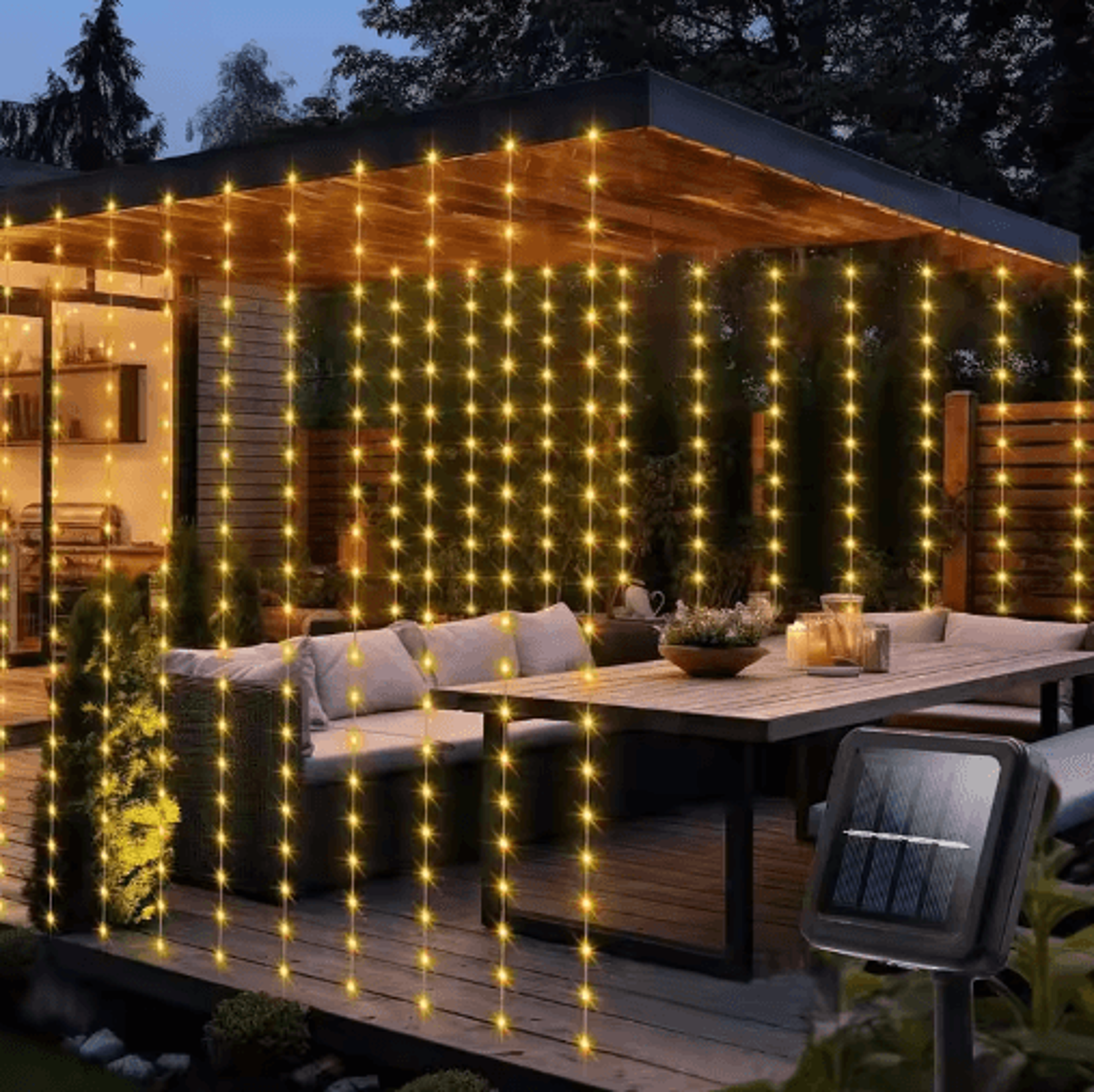 300-led solar curtain lights – waterproof outdoor fairy string lights for garden & patio