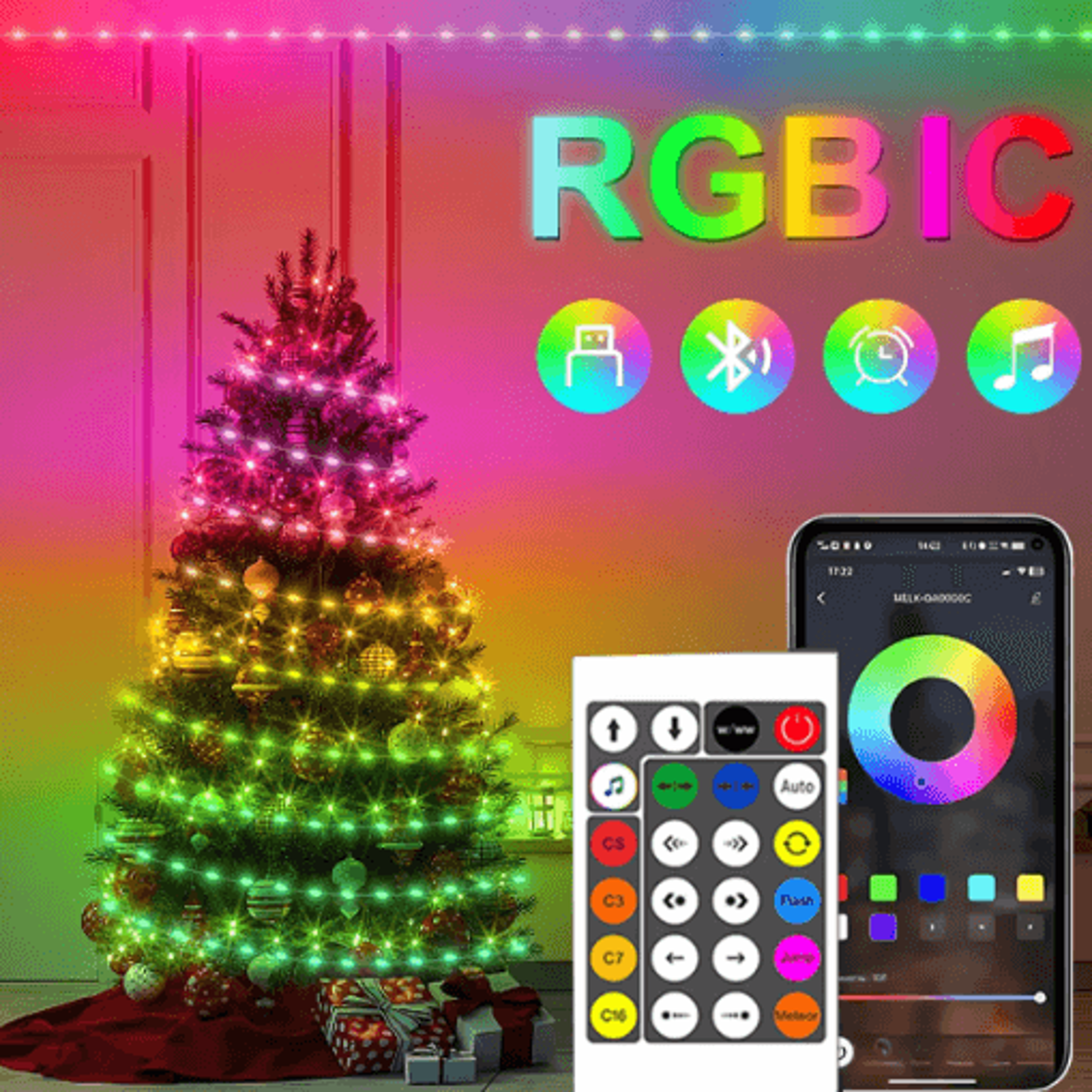 20m rgbic bluetooth led string lights – usb music sync dream color fairy lights
