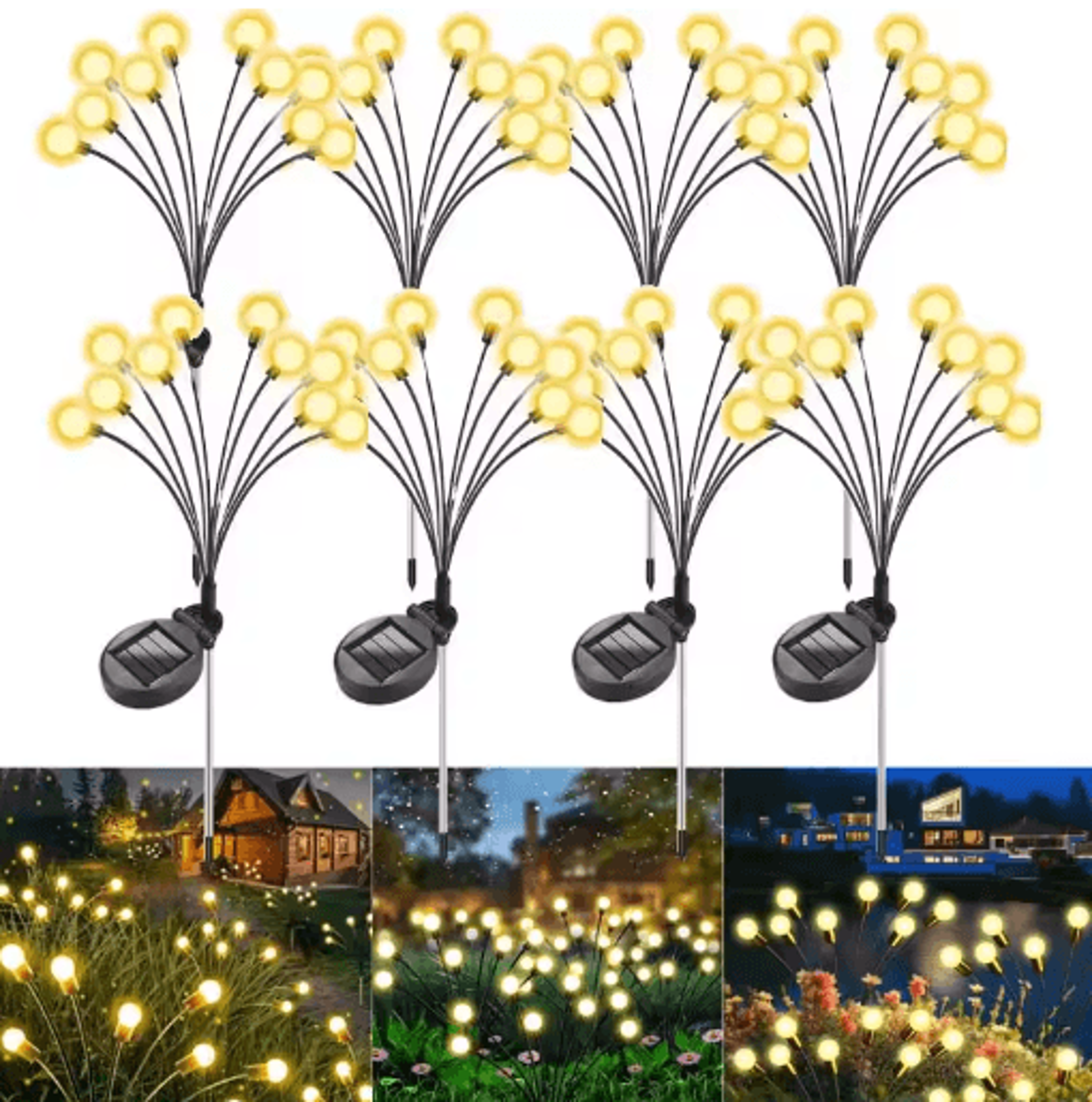 8-pack solar firefly garden lights – wind-swaying led lawn & landscape lights