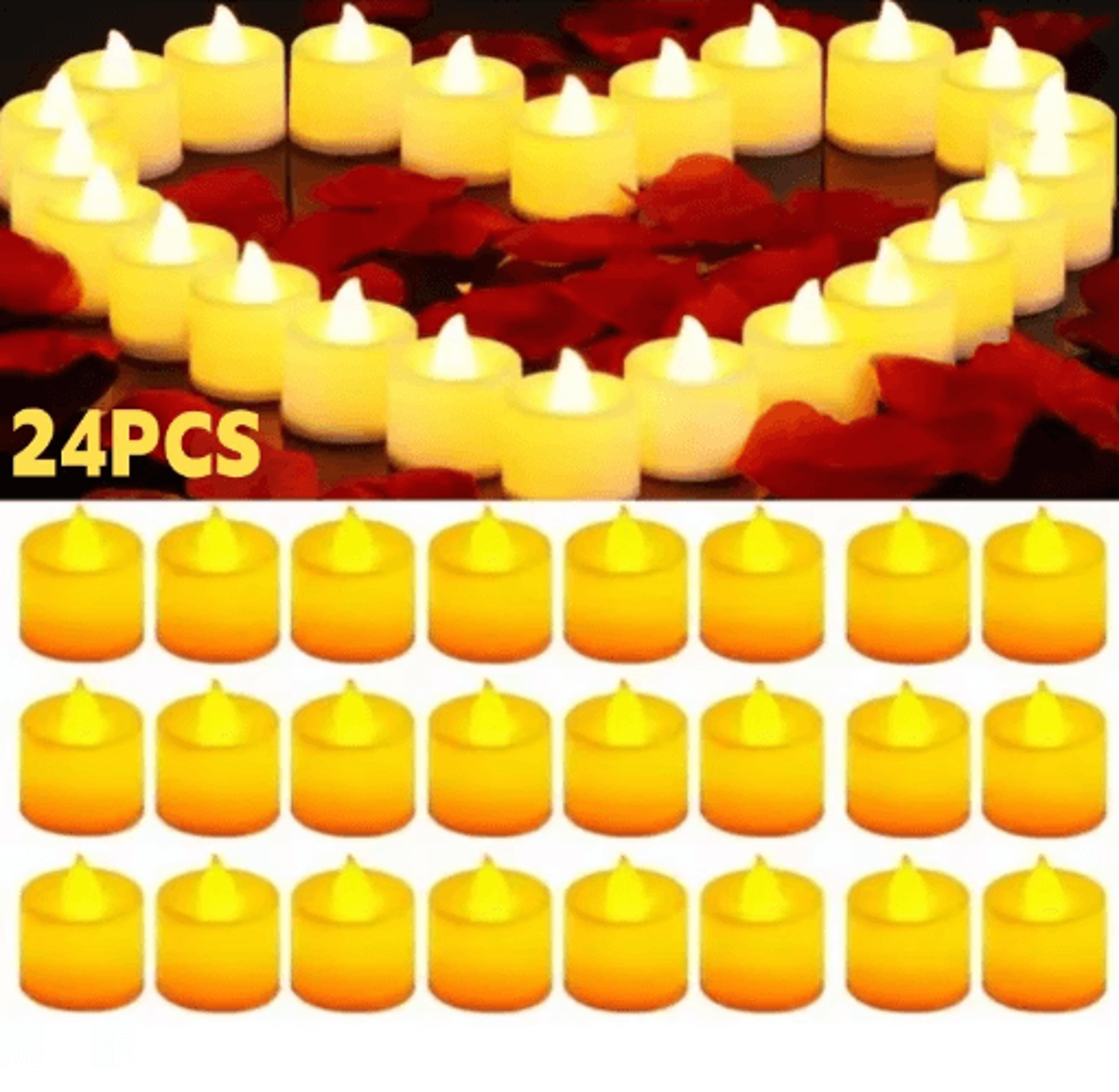 24-piece flameless led tea lights – battery operated candles with 200+ hours runtime