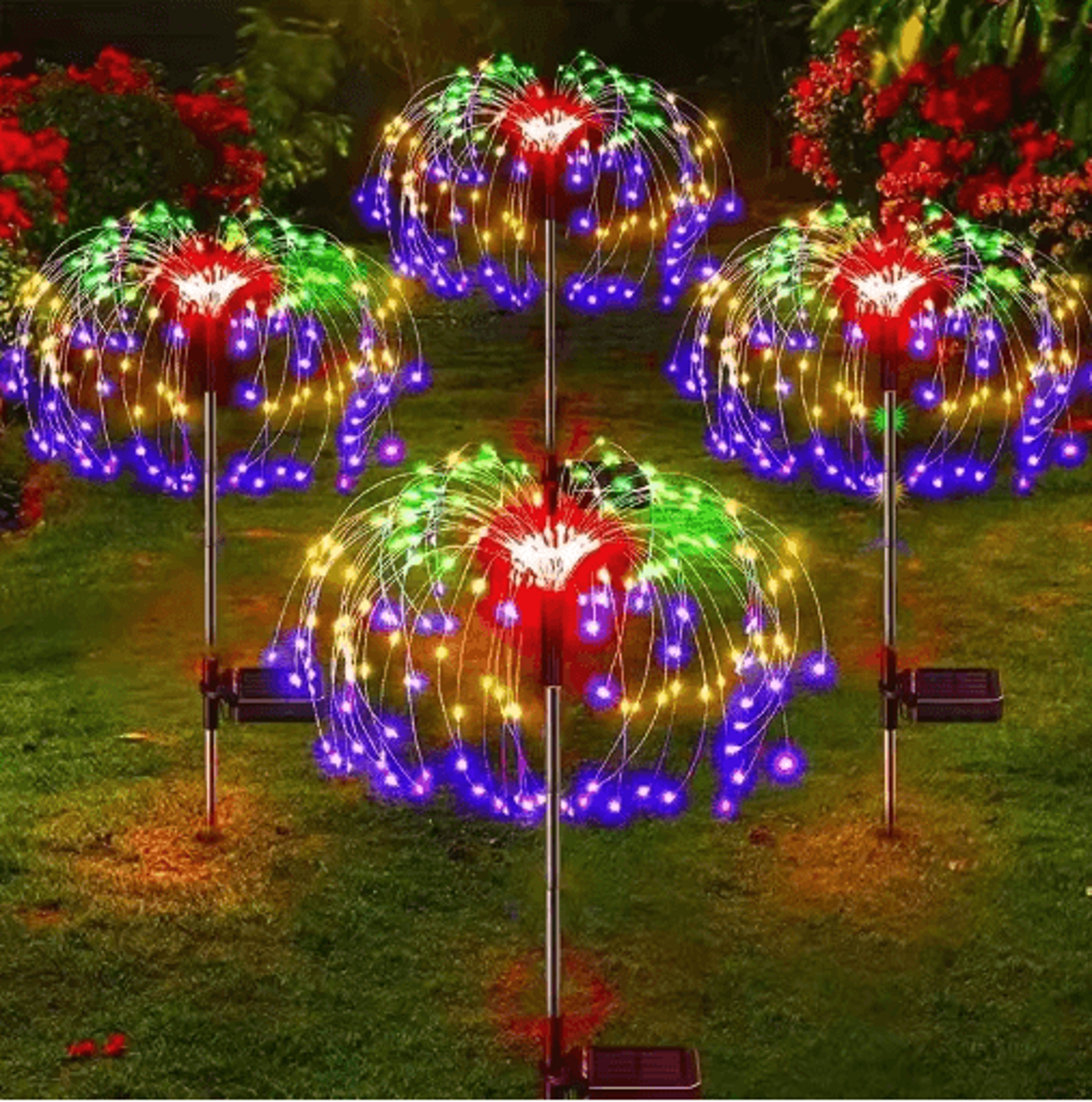 led solar firework lights waterproof dandelion garden lights for outdoor landscape decor