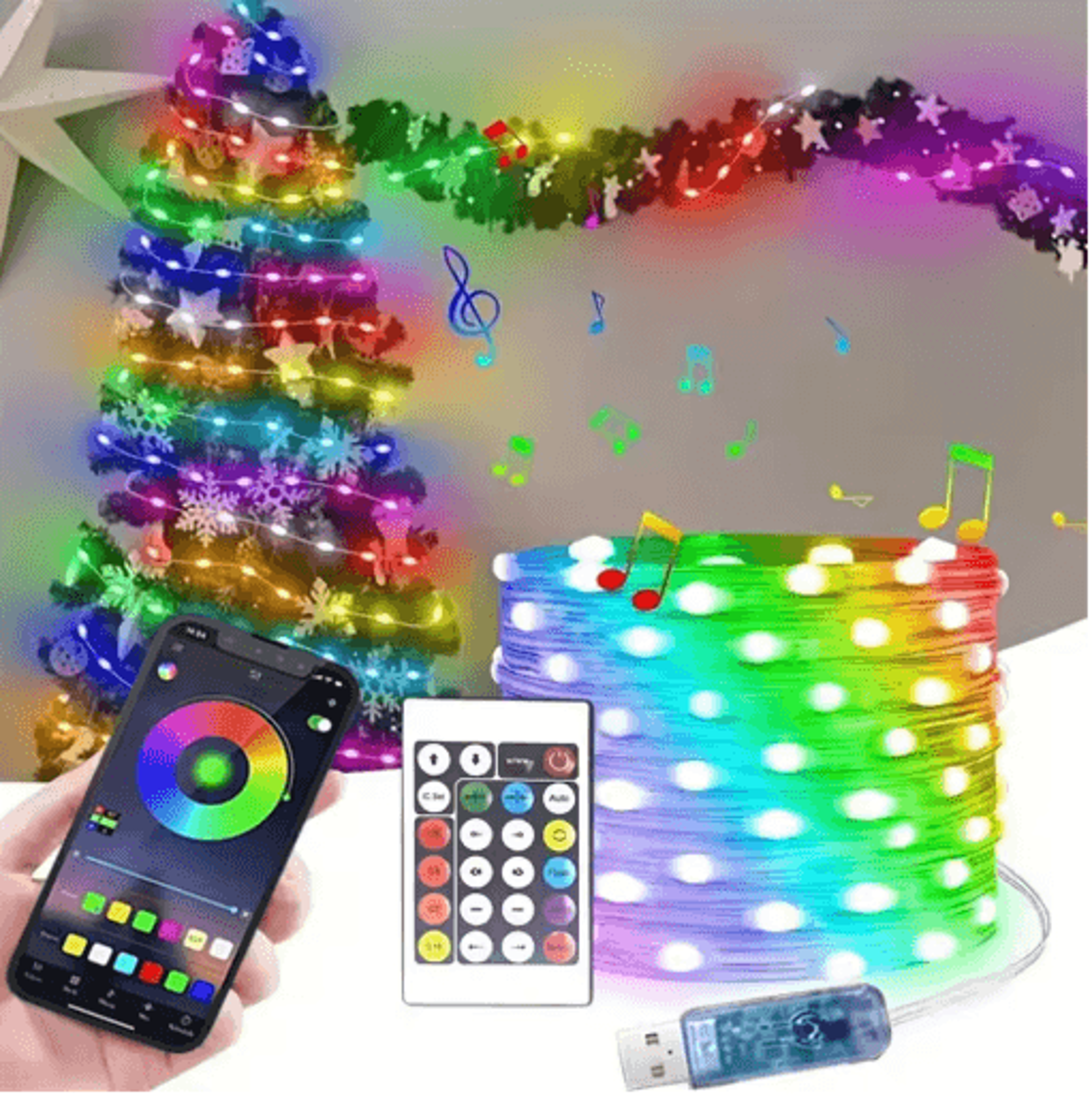 smart bluetooth fairy lights usb rgb led string lights with music sync