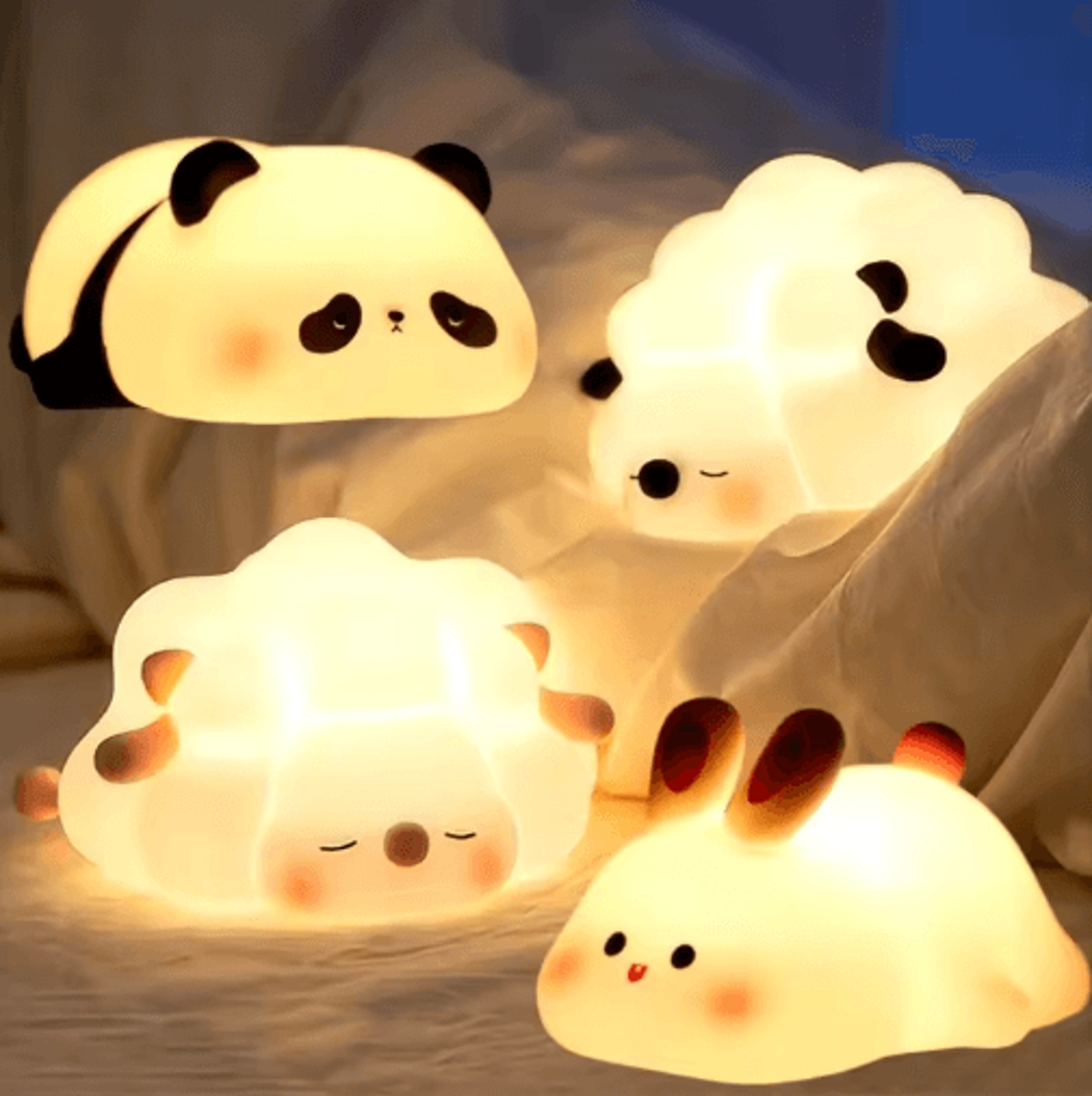 cute silicone night light usb rechargeable led bedside lamp for kids & bedroom decor