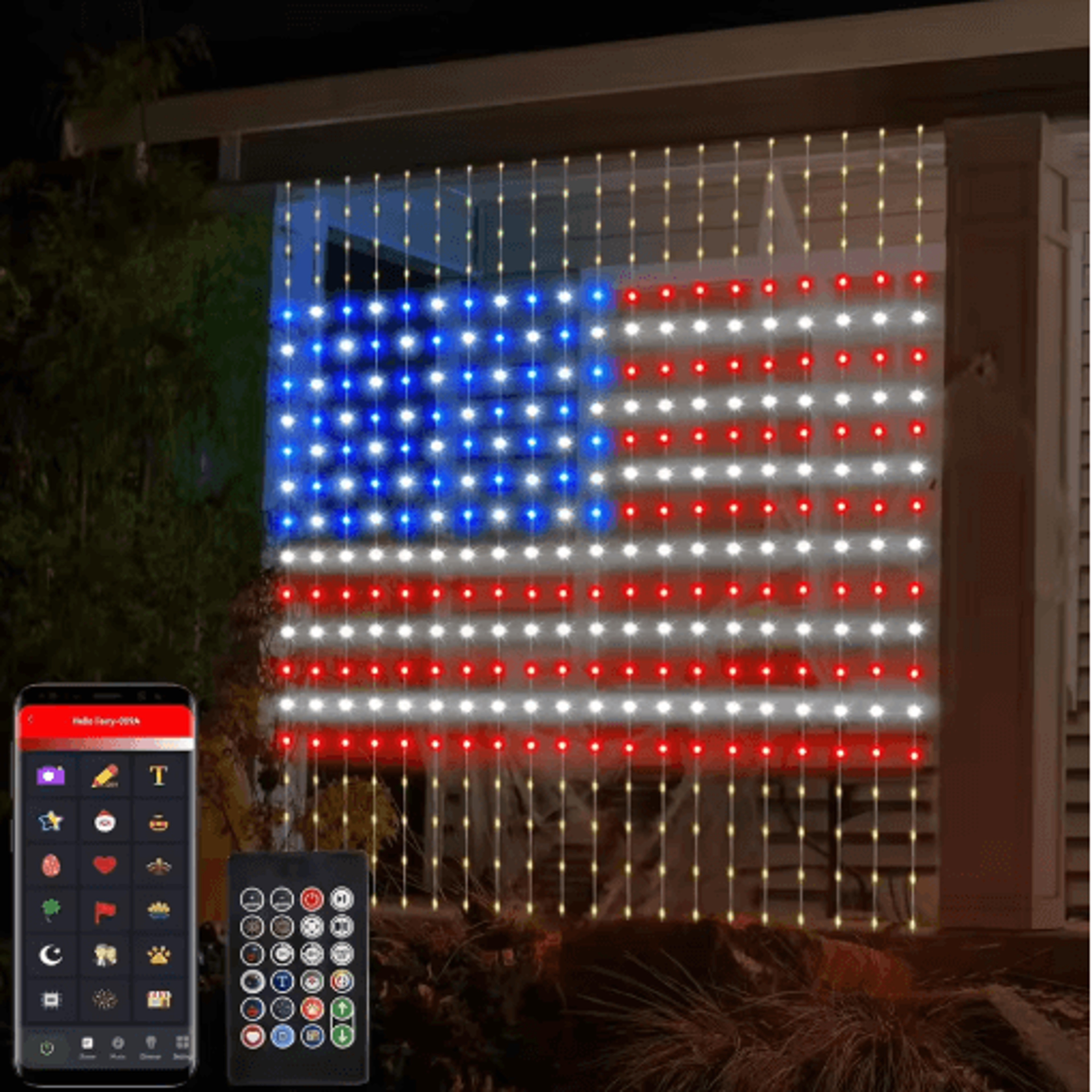 smart led curtain lights with app control, rgb dimmable diy pattern & music sync