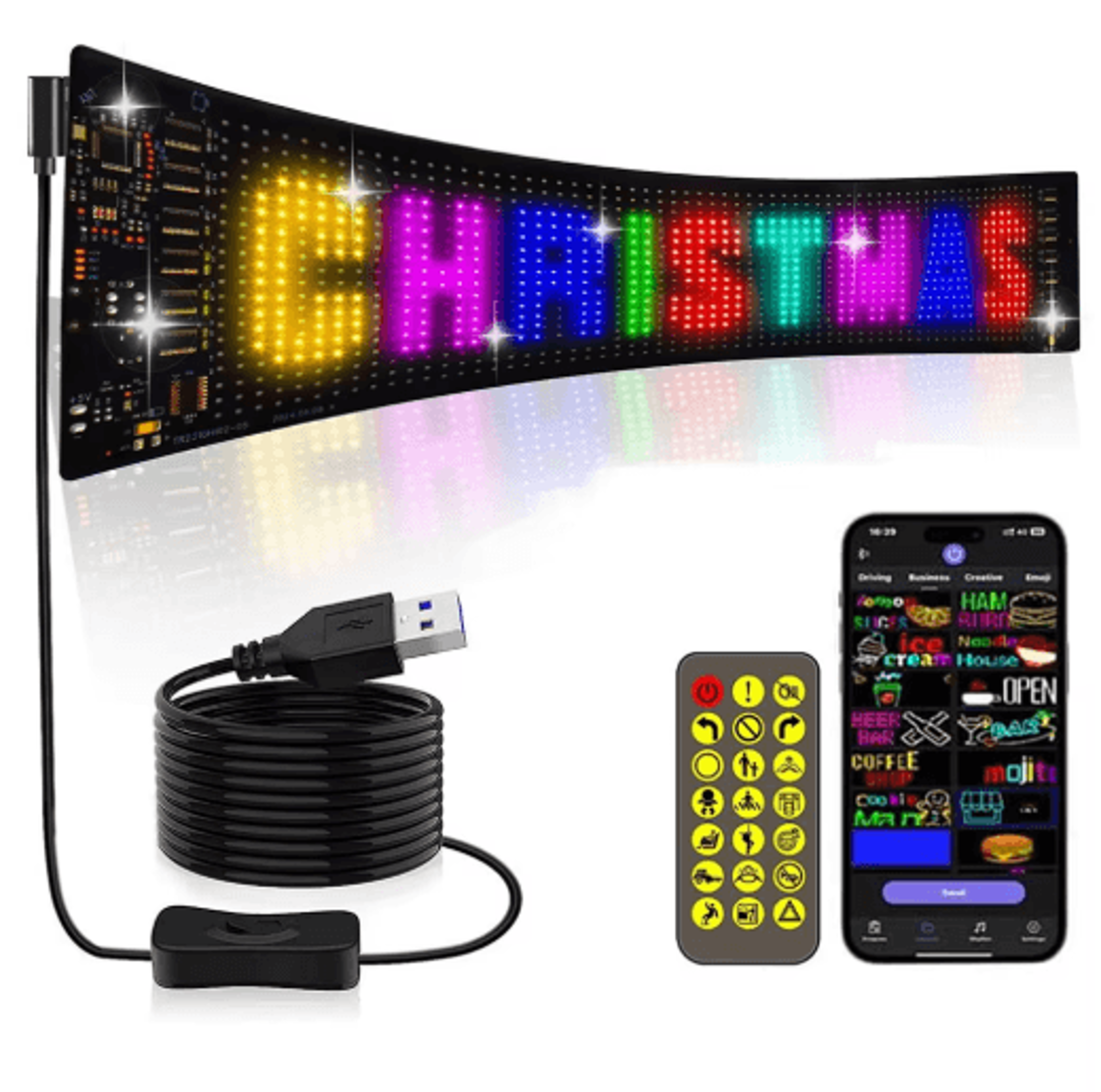16 x 96 programmable led scrolling sign with bluetooth app control & custom text display