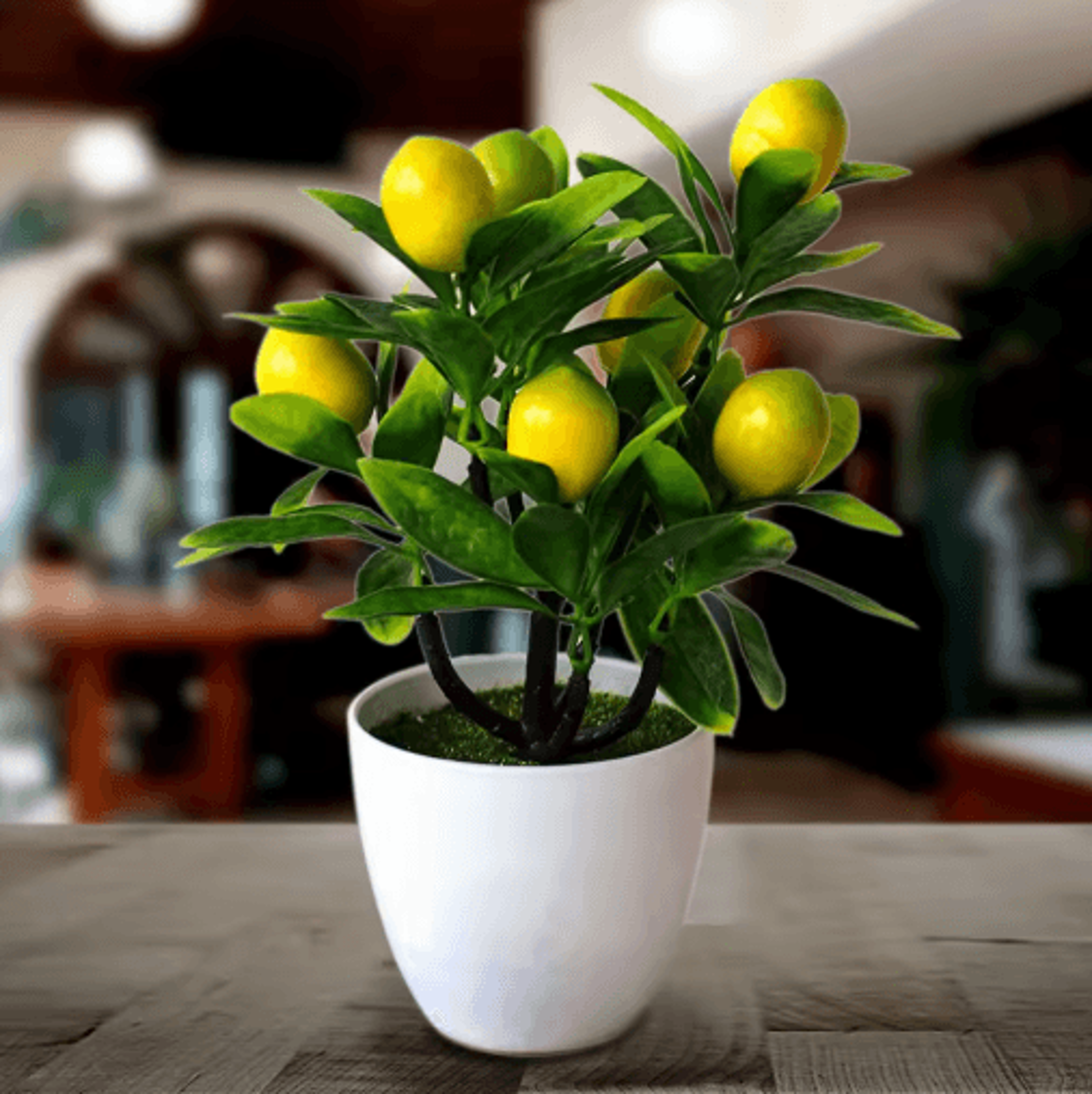 artificial lemon tree potted plant for home, garden & balcony decor (18 by 24 cm)
