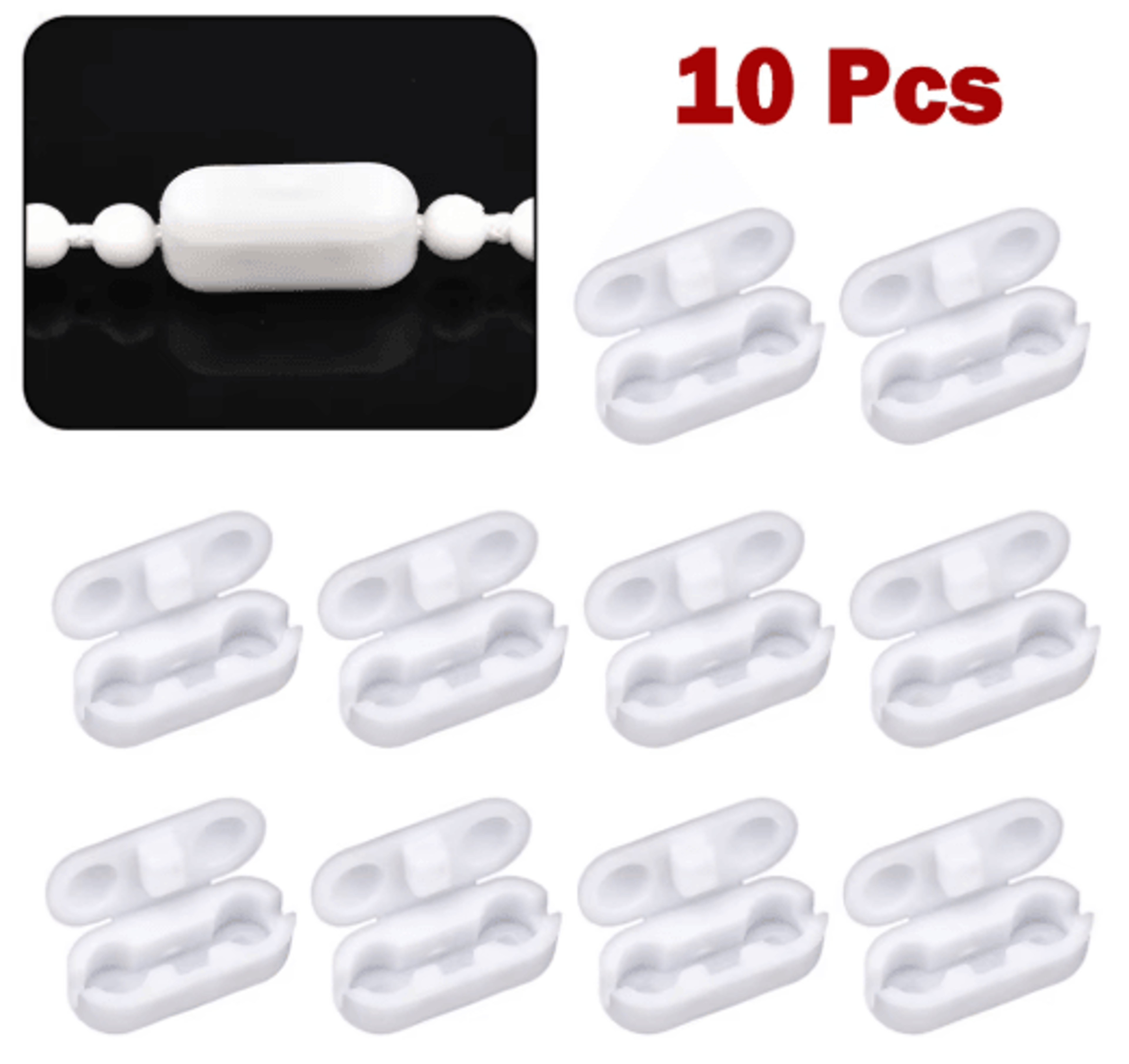 10-piece roller blind chain connector set for pull cords & vertical blinds