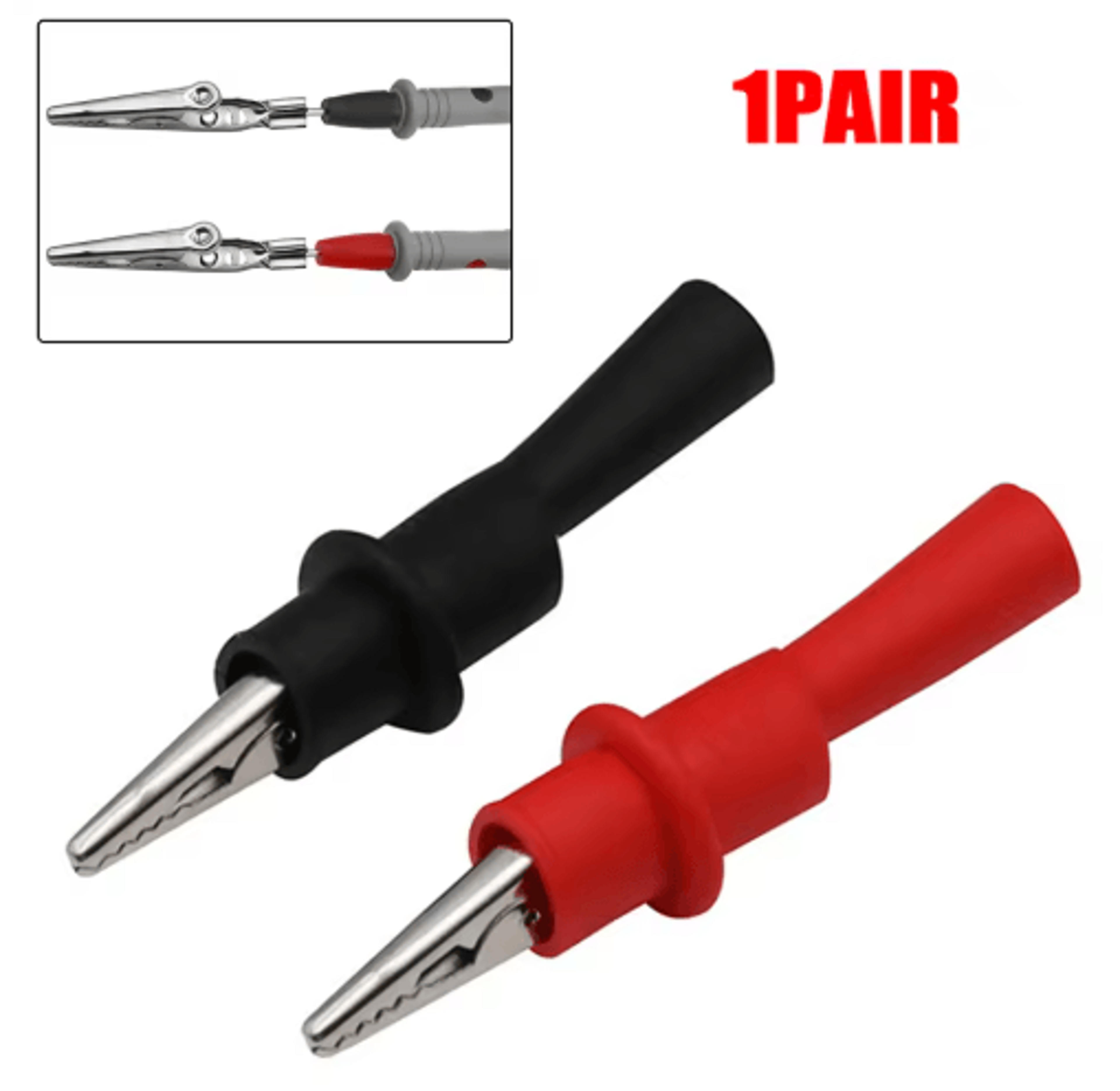 2pcs multimeter test clips – red & black alligator clip test lead accessories