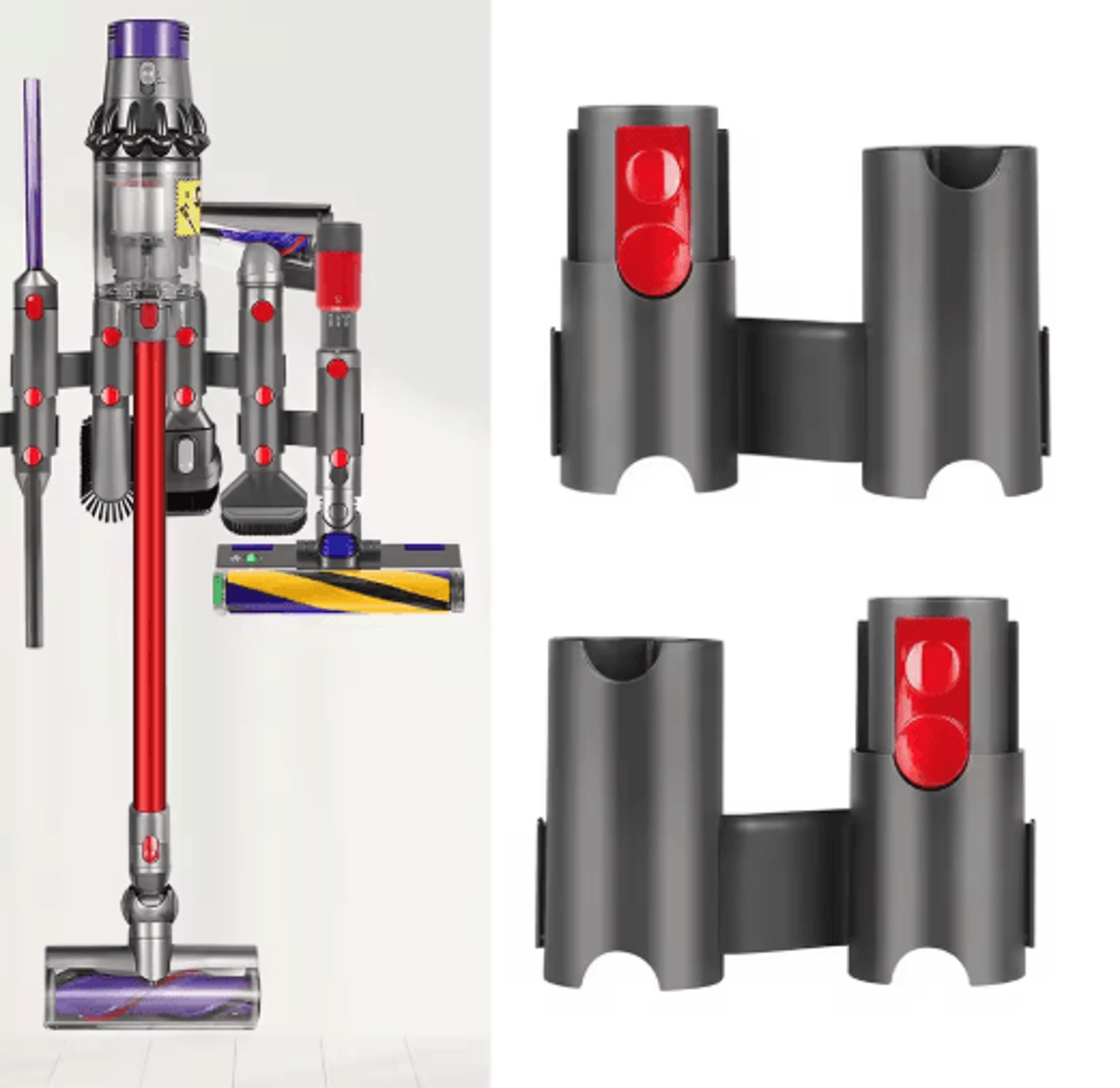 2pcs vacuum cleaner storage holder – wall mount brush holder for dyson v7, v8, v10, v11, v12 & v15 accessories
