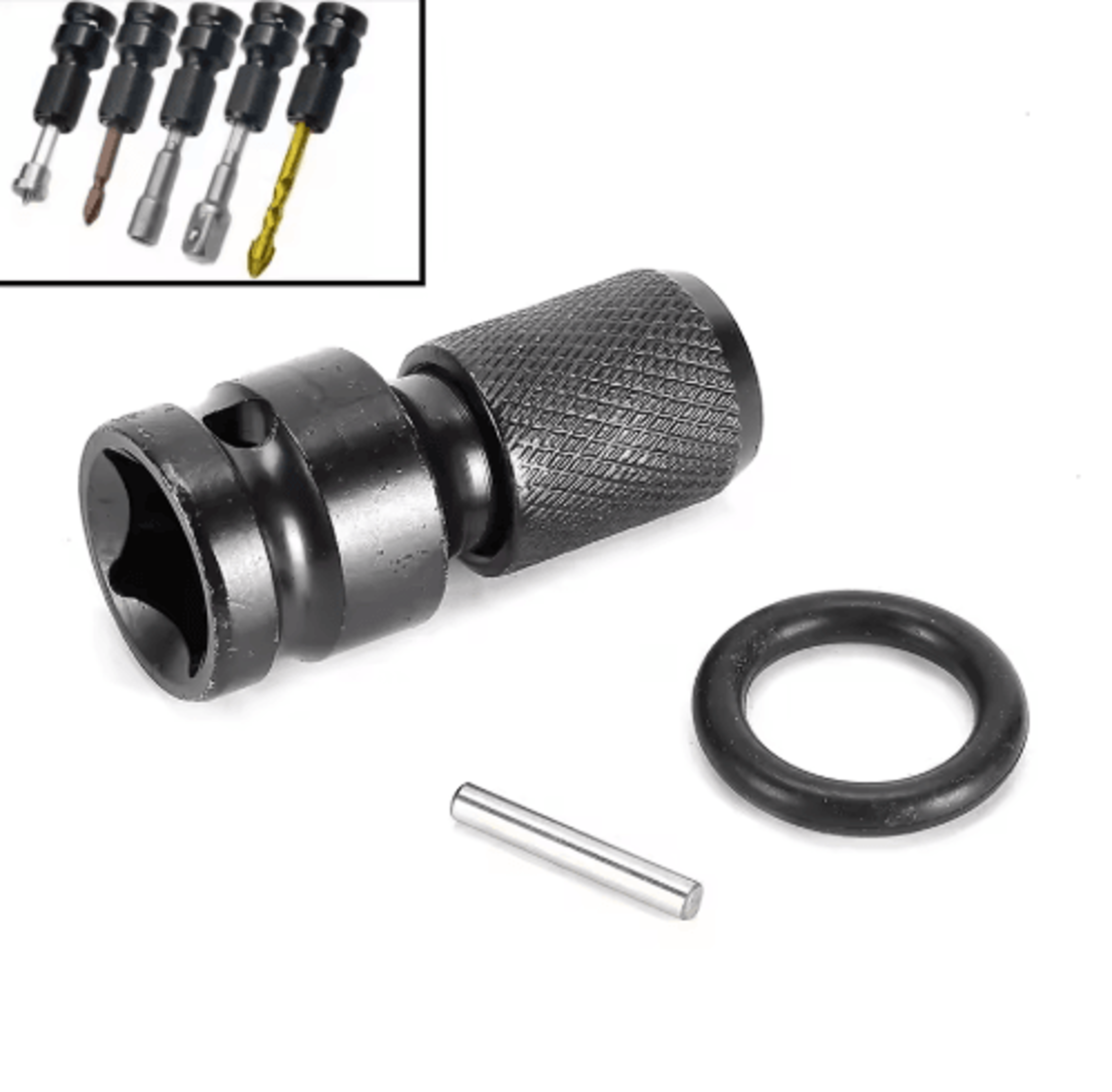 1/2 drive to 1/4 hex drill chuck adapter – quick load socket adapter for impact drivers & power tools