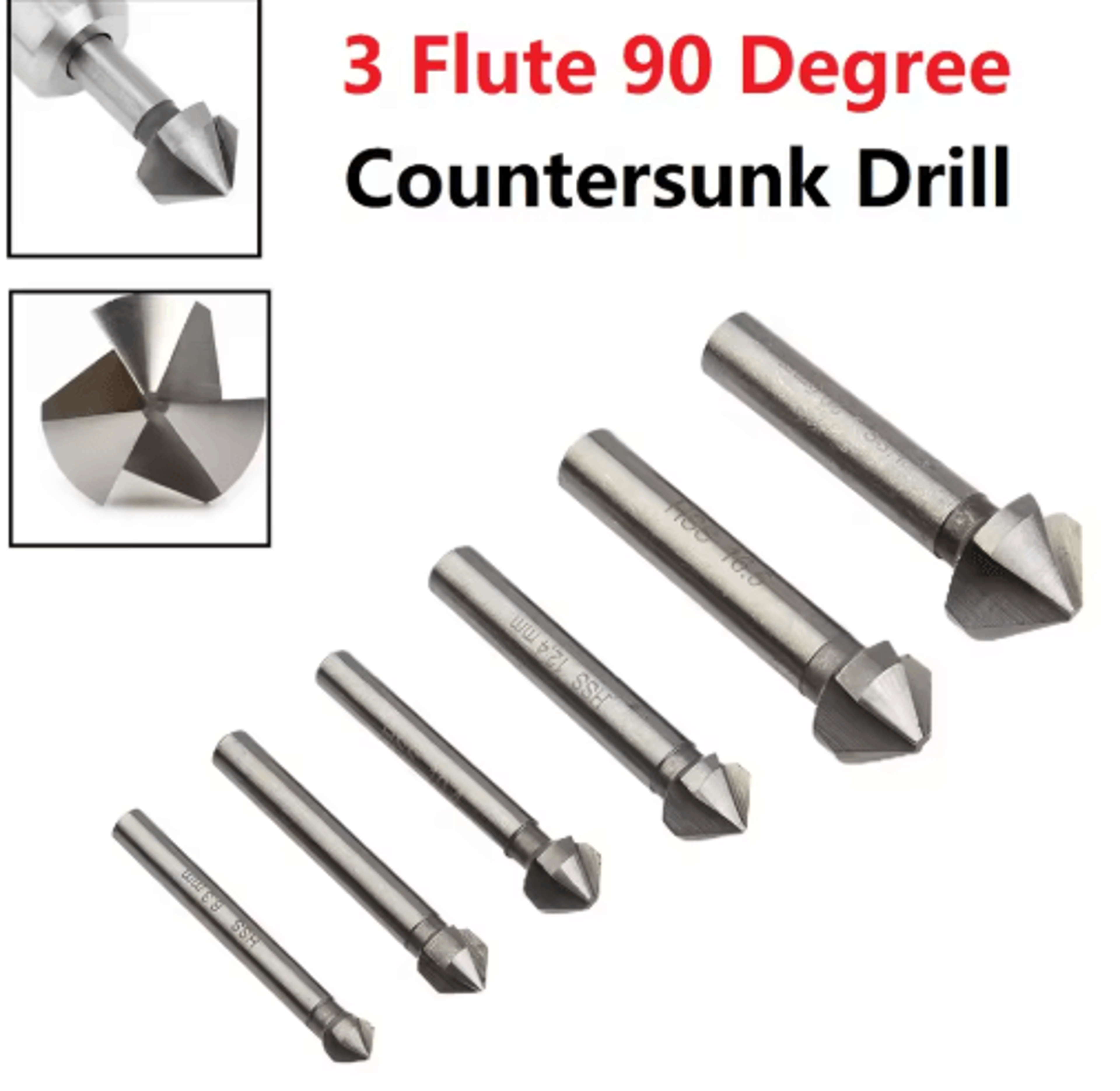 3 flute 90° countersink drill bit – chamfer cutter for smooth deburring & screw recessing