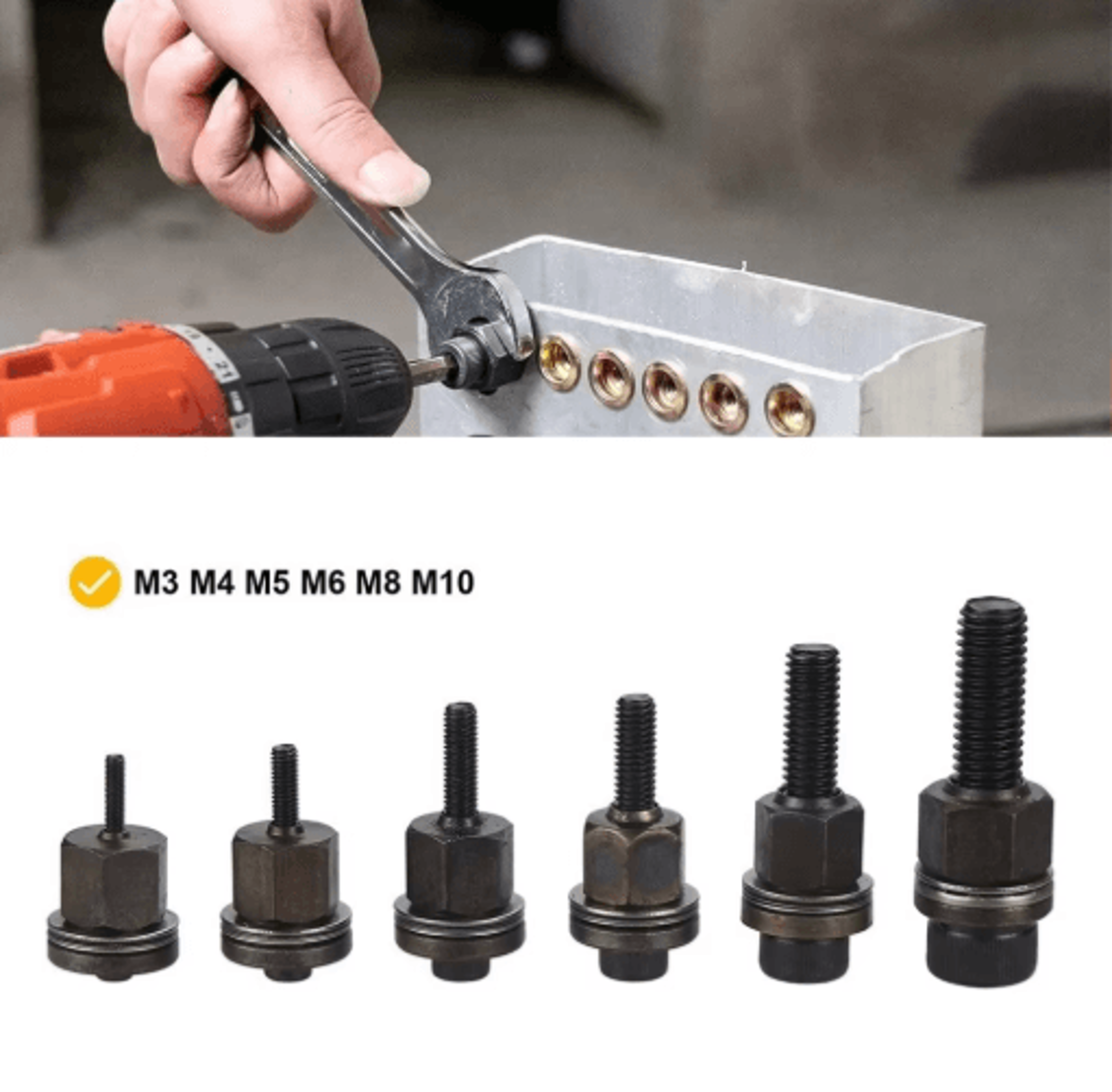 hand rivet nut tool with m3–m10 mandrel heads – manual nutsert installation tool for furniture & metal assembly