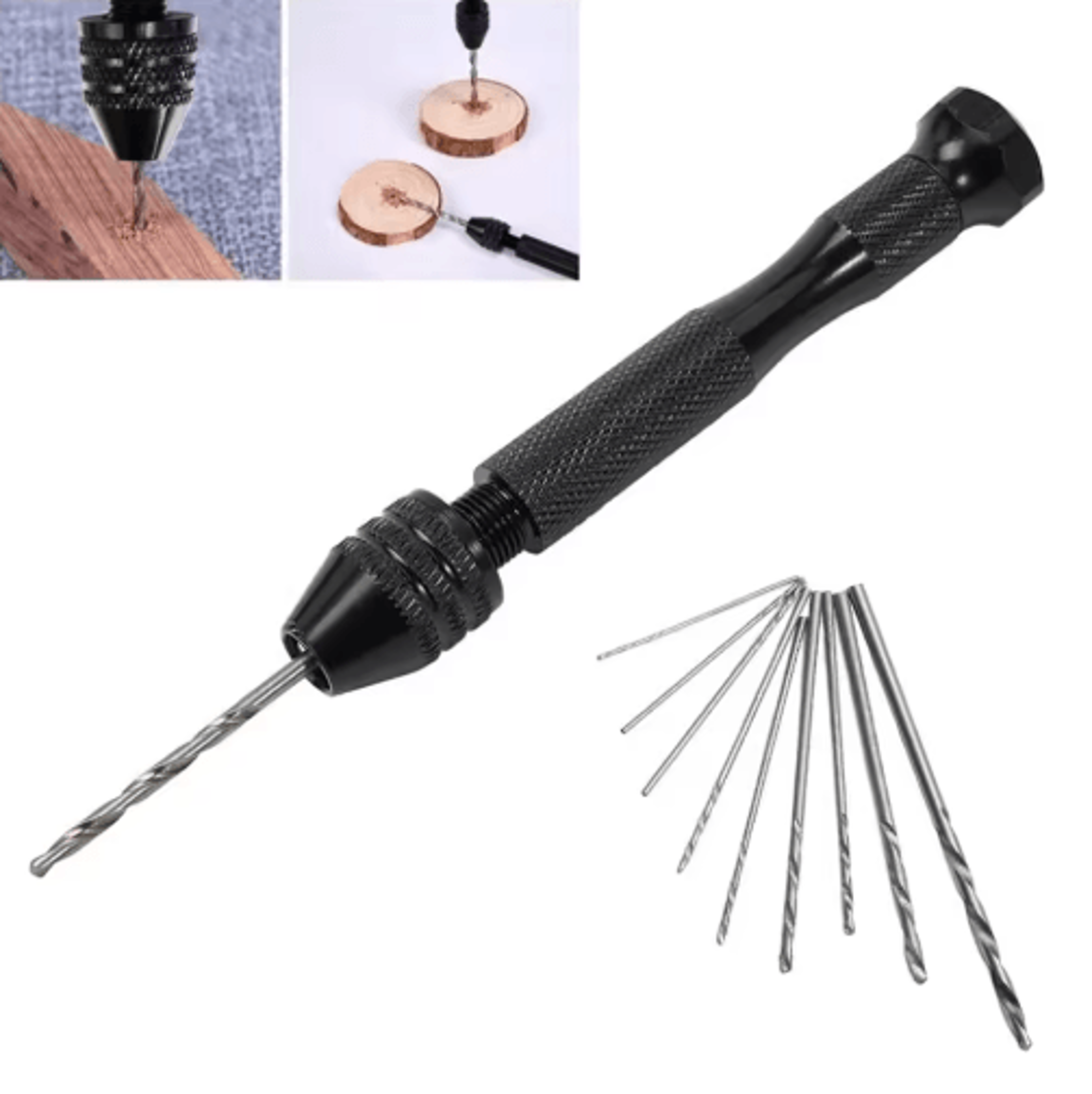 mini hand drill set with 0.3–3.2mm drill bits – precision pin vise for diy crafts, models & woodworking