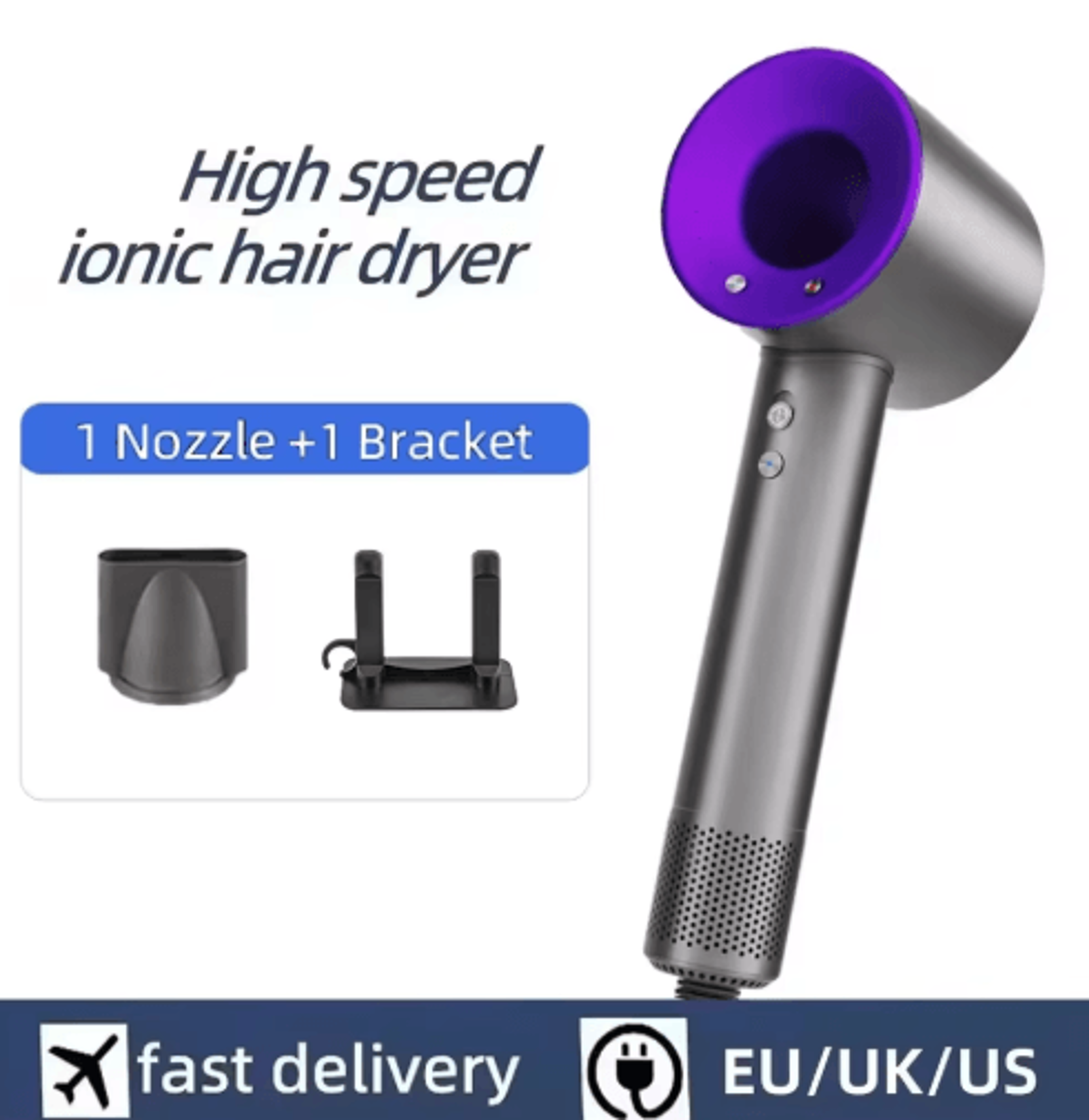 professional 1800w ionic hair dryer – fast drying blow dryer with diffuser & concentrator nozzle
