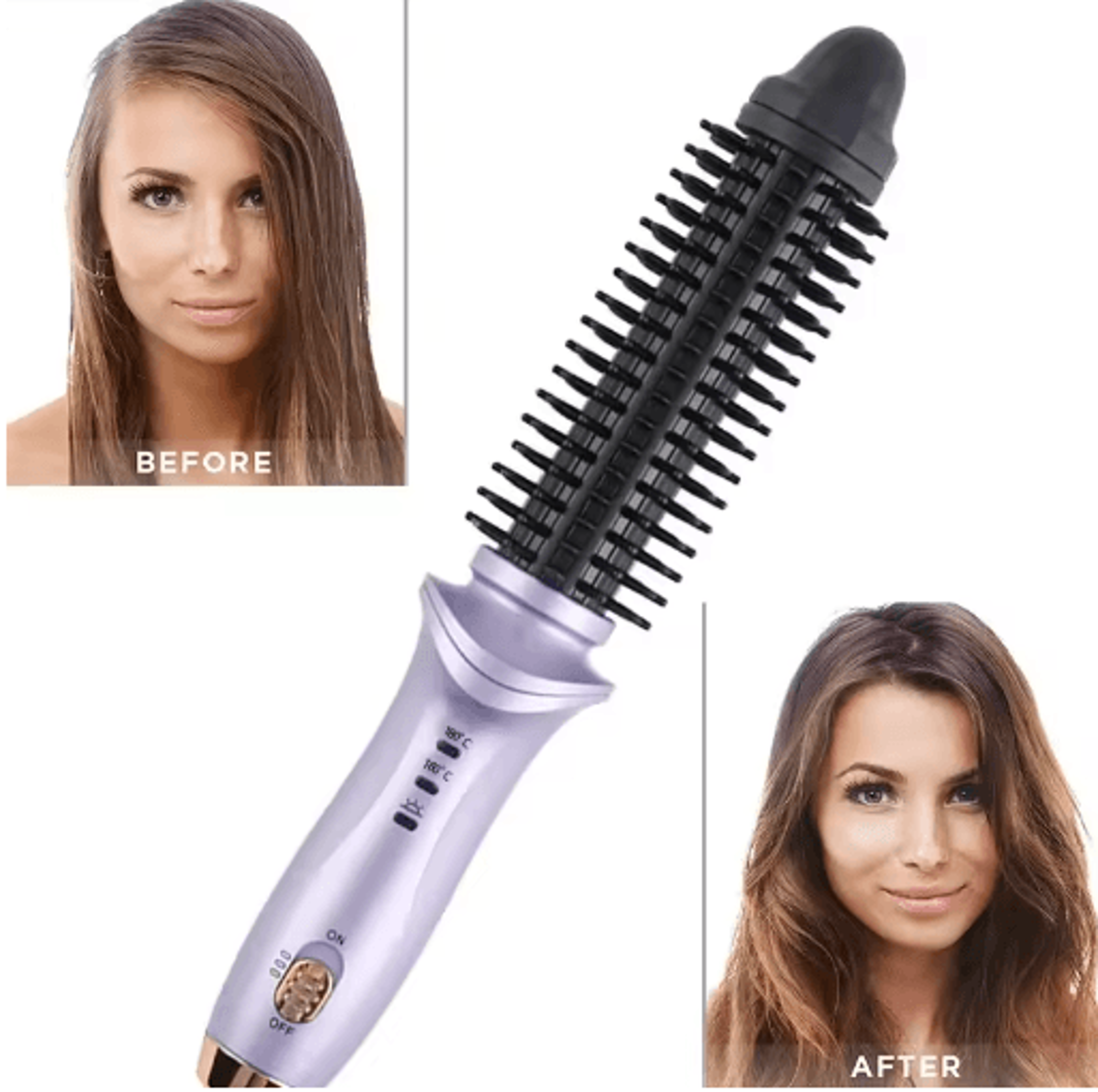 2-in-1 hot air brush hair styler – portable straightening, curling & volumizing brush