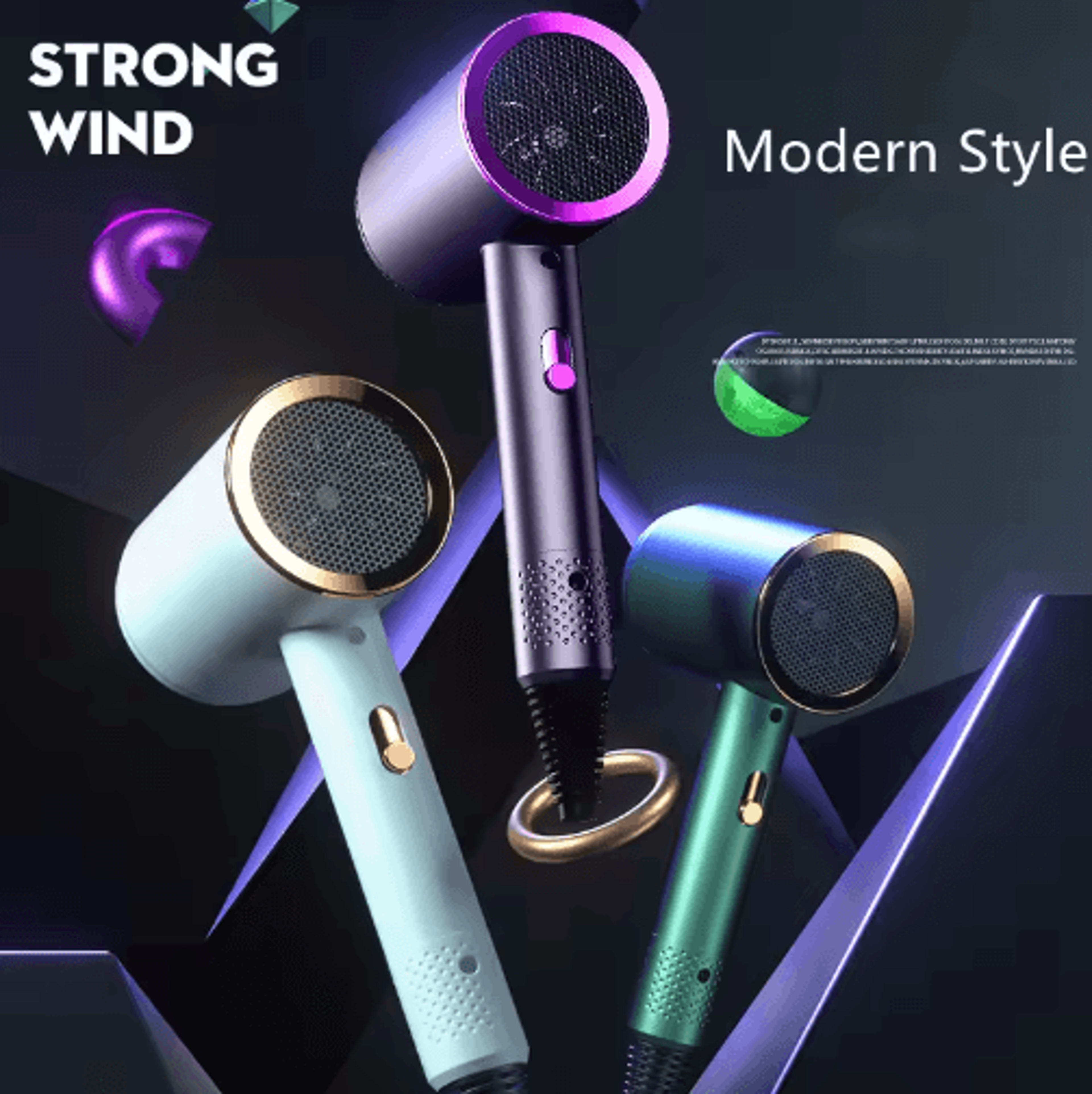 portable ionic hair dryer – quiet fast-drying blow dryer with powerful airflow for home use