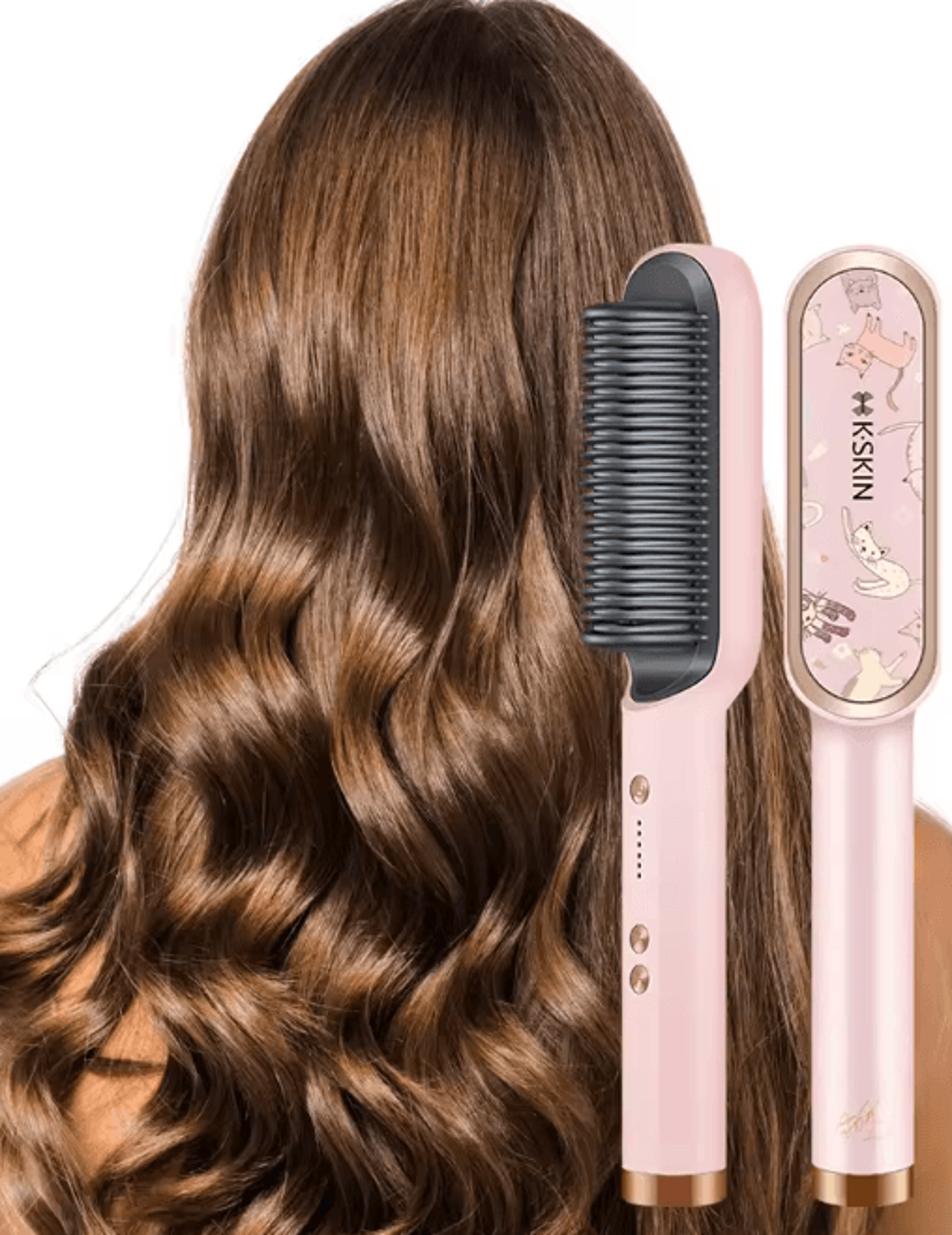 kskin 2-in-1 hair straightening brush – professional heated hair comb & flat iron