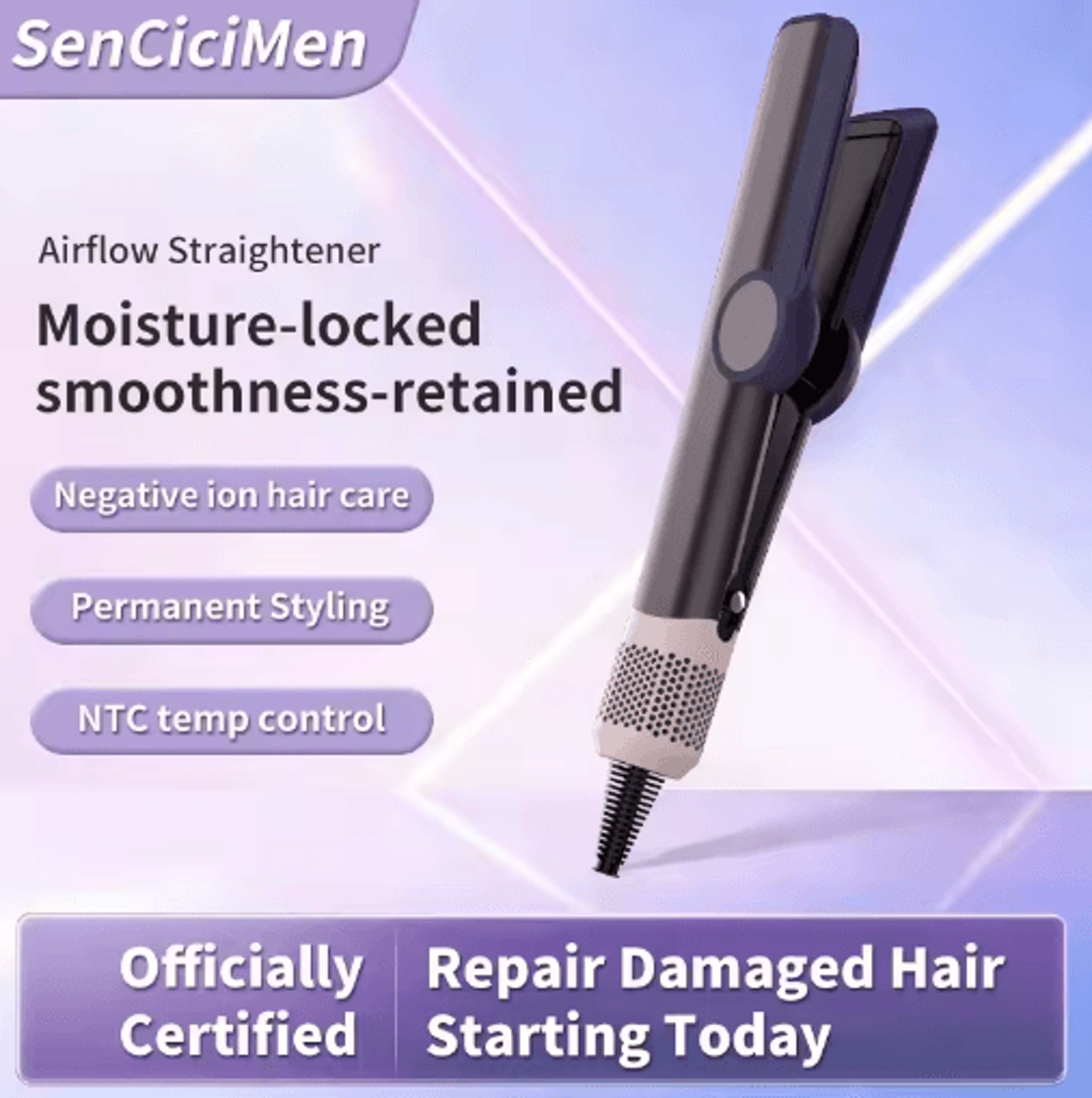 professional 2-in-1 hair straightener & dryer – ionic flat iron styling tool for smooth, salon-quality hair