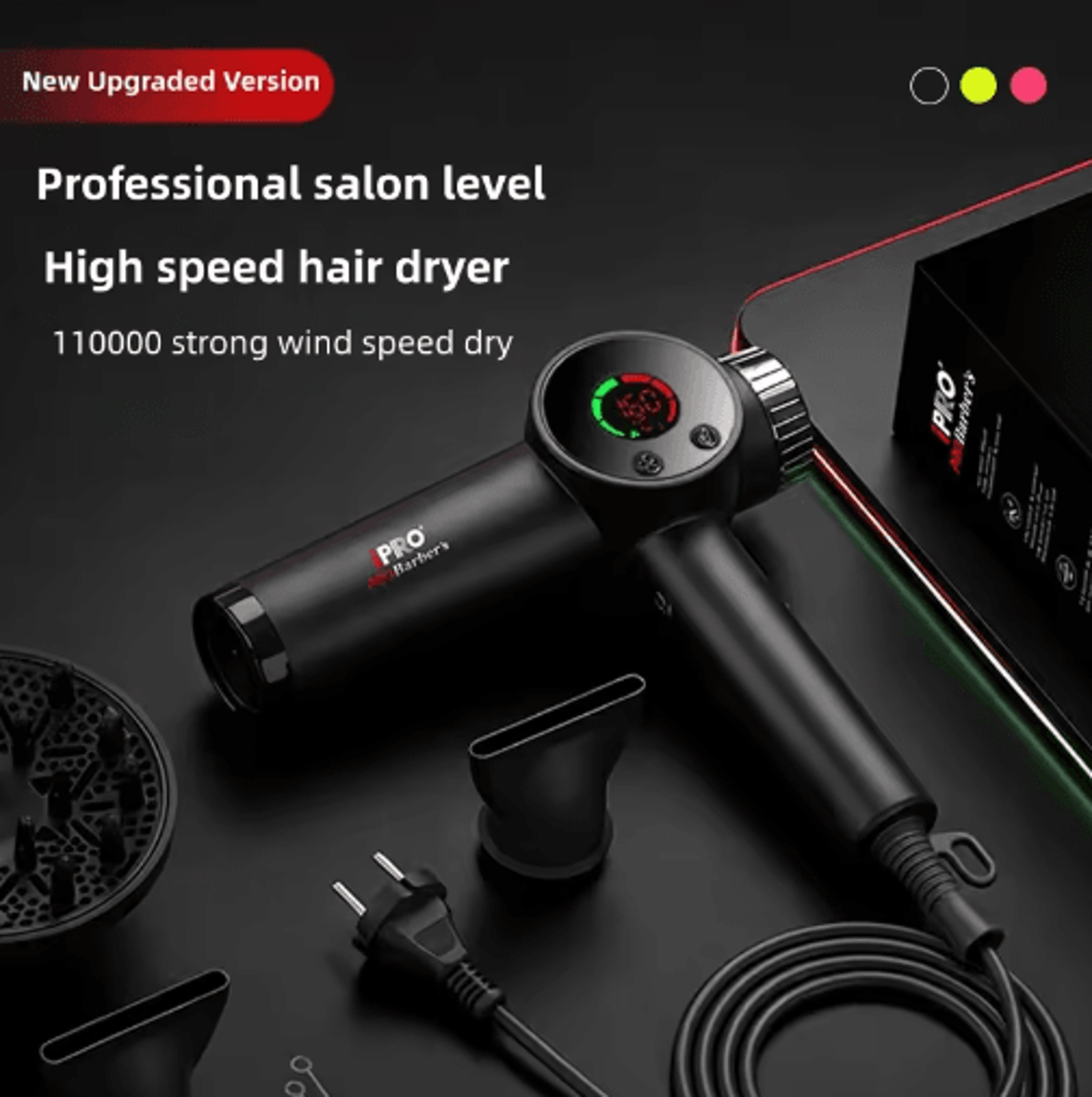 intelligent brushless high-speed hair dryer – 220v negative ion salon dryer for fast, smooth styling