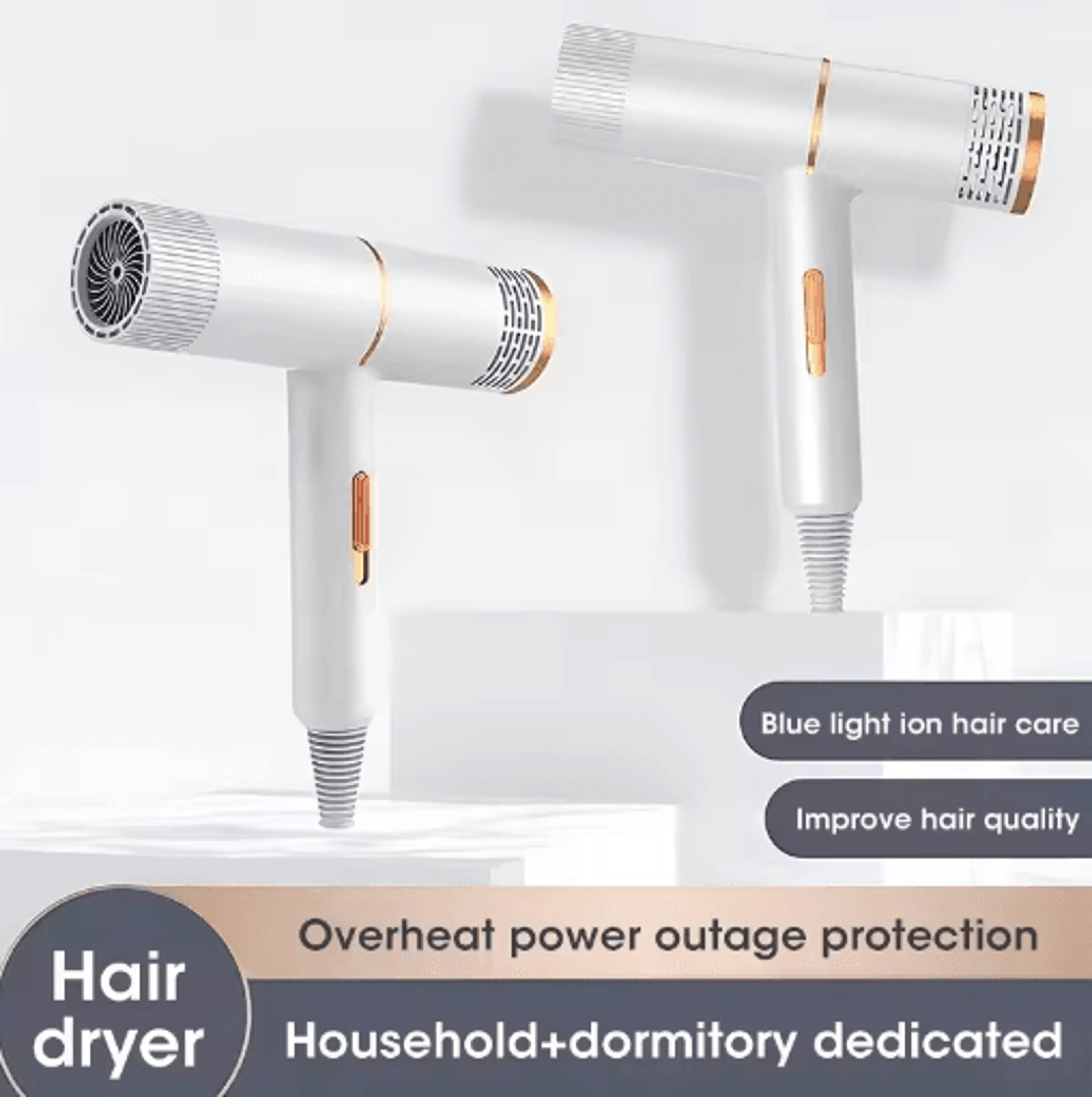 professional ionic hair dryer – strong-wind salon blow dryer with hot & cold air