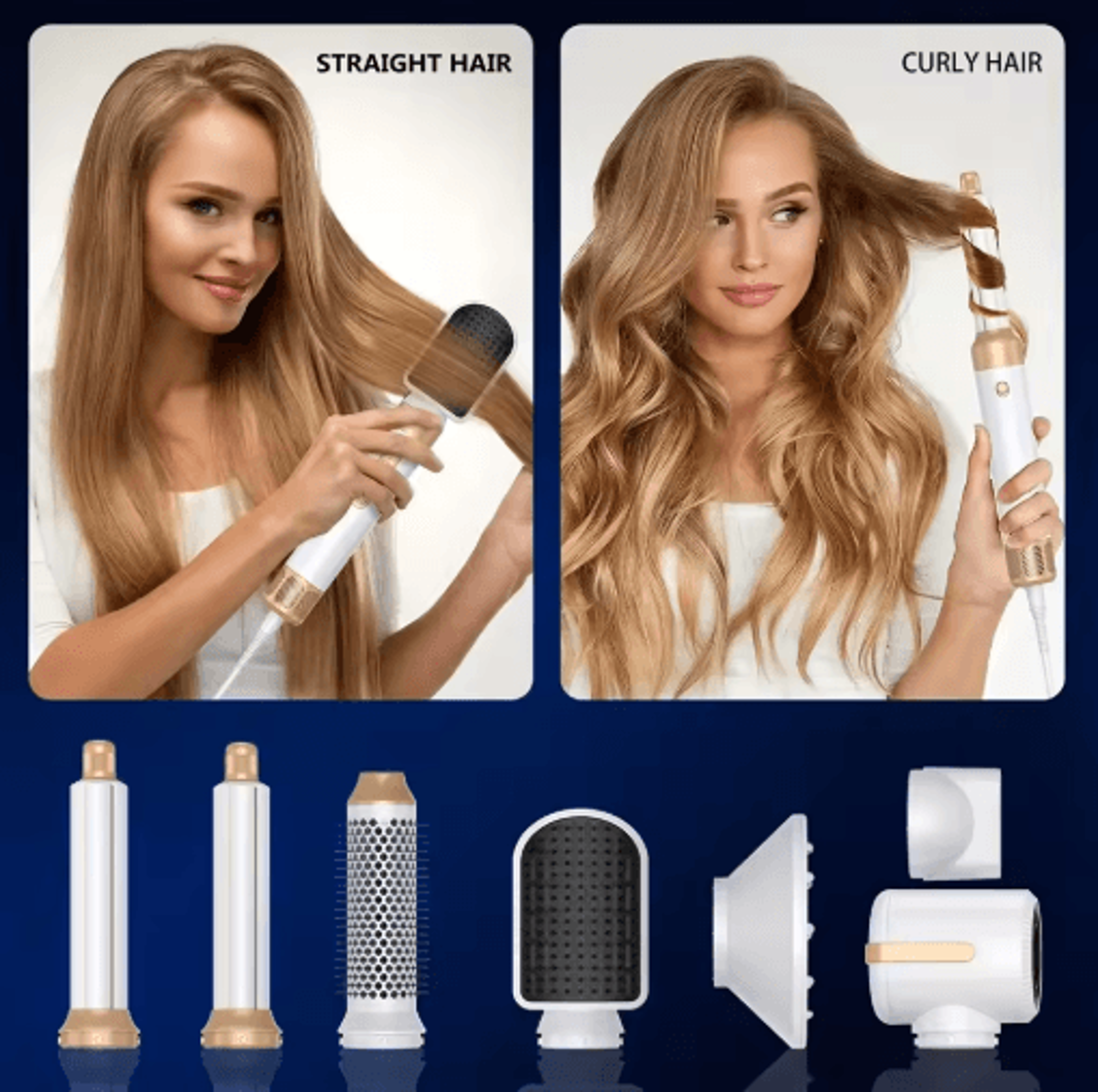tinsol 7-in-1 hair styler – 1400w hot air brush, hair dryer brush & professional curling iron set
