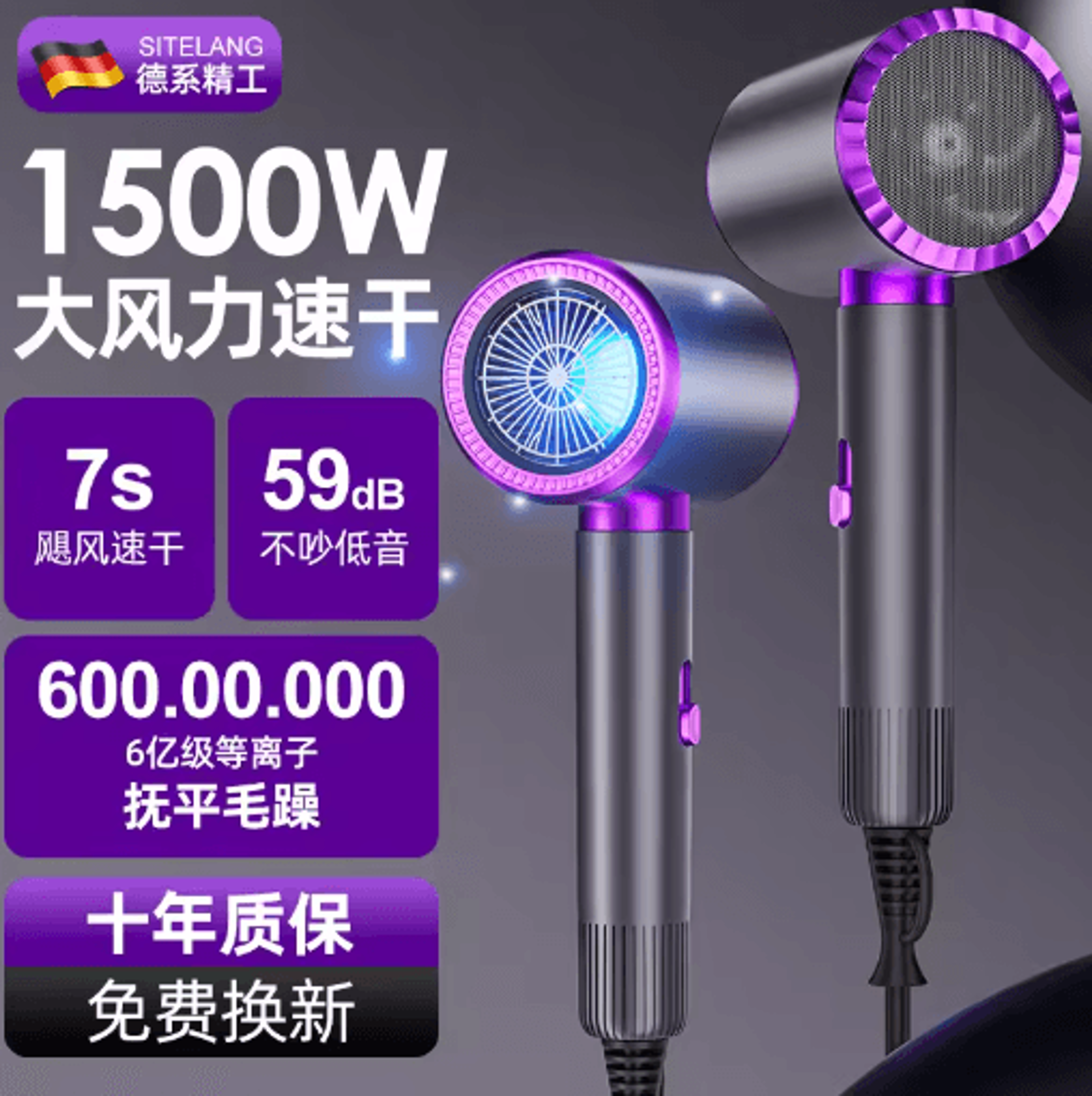 professional 1500w negative ion hair dryer – hot & cold wind salon blow dryer