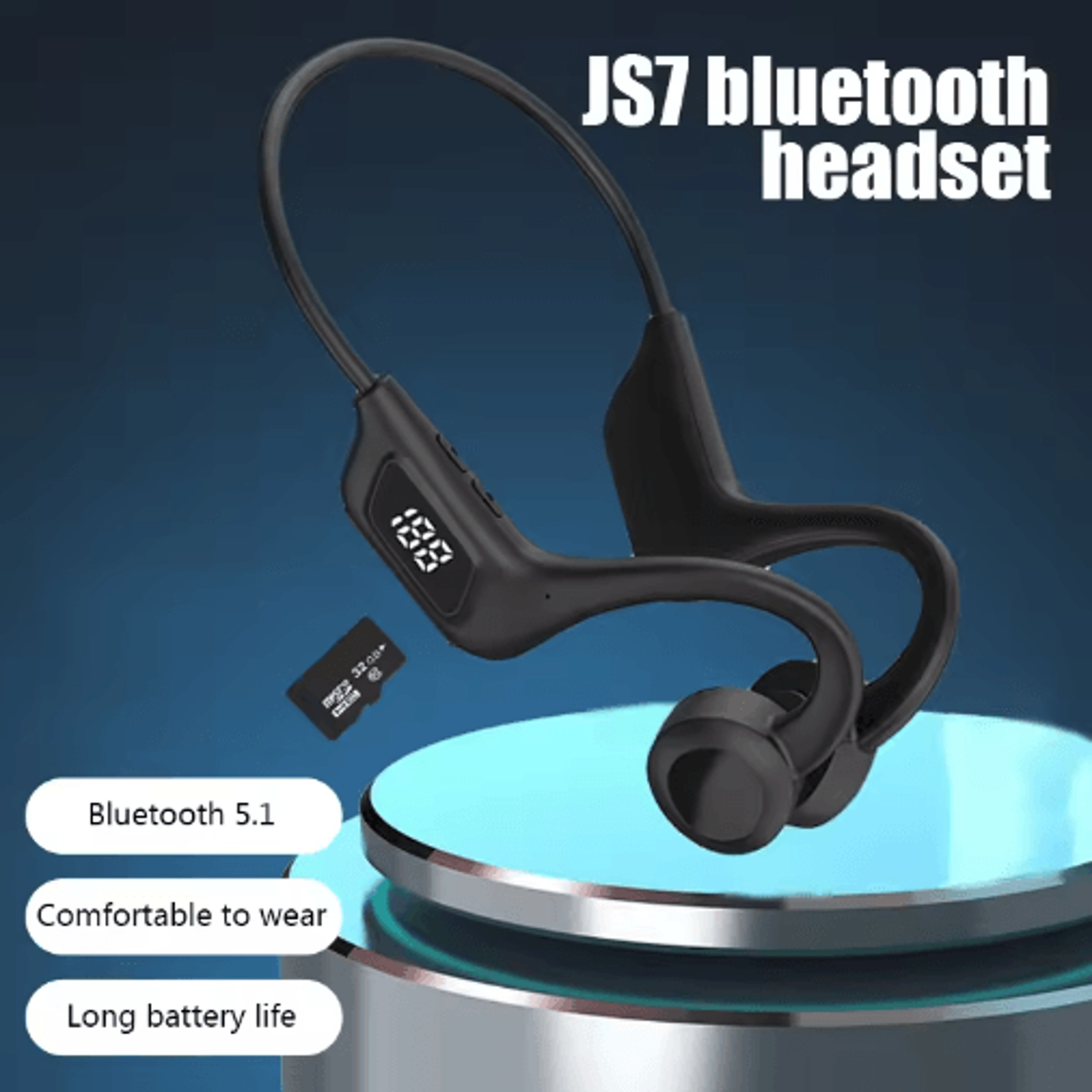 bone conduction bluetooth wireless headphones with hd microphone for sports