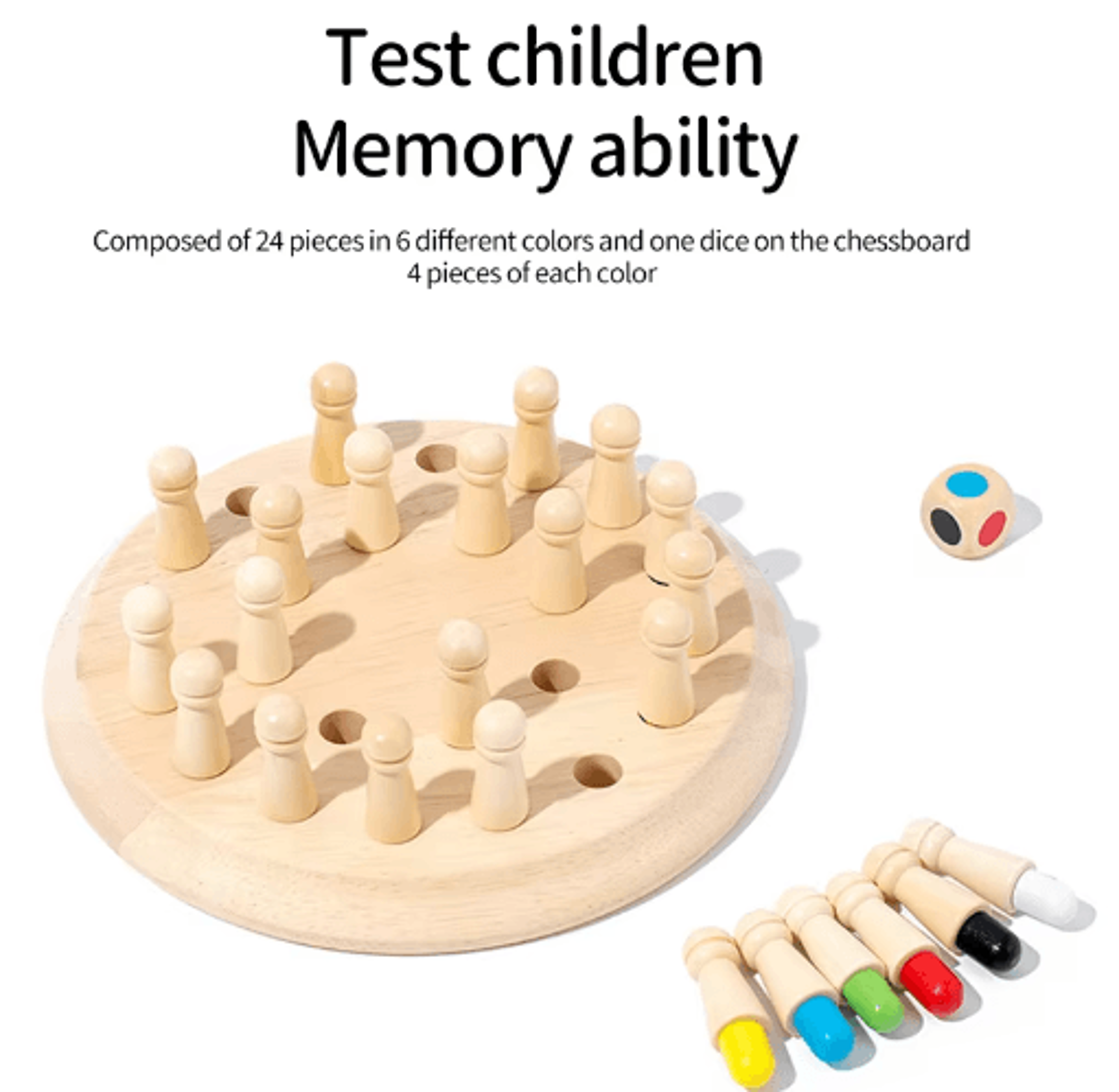wooden memory chess color matching game – montessori educational toy for kids