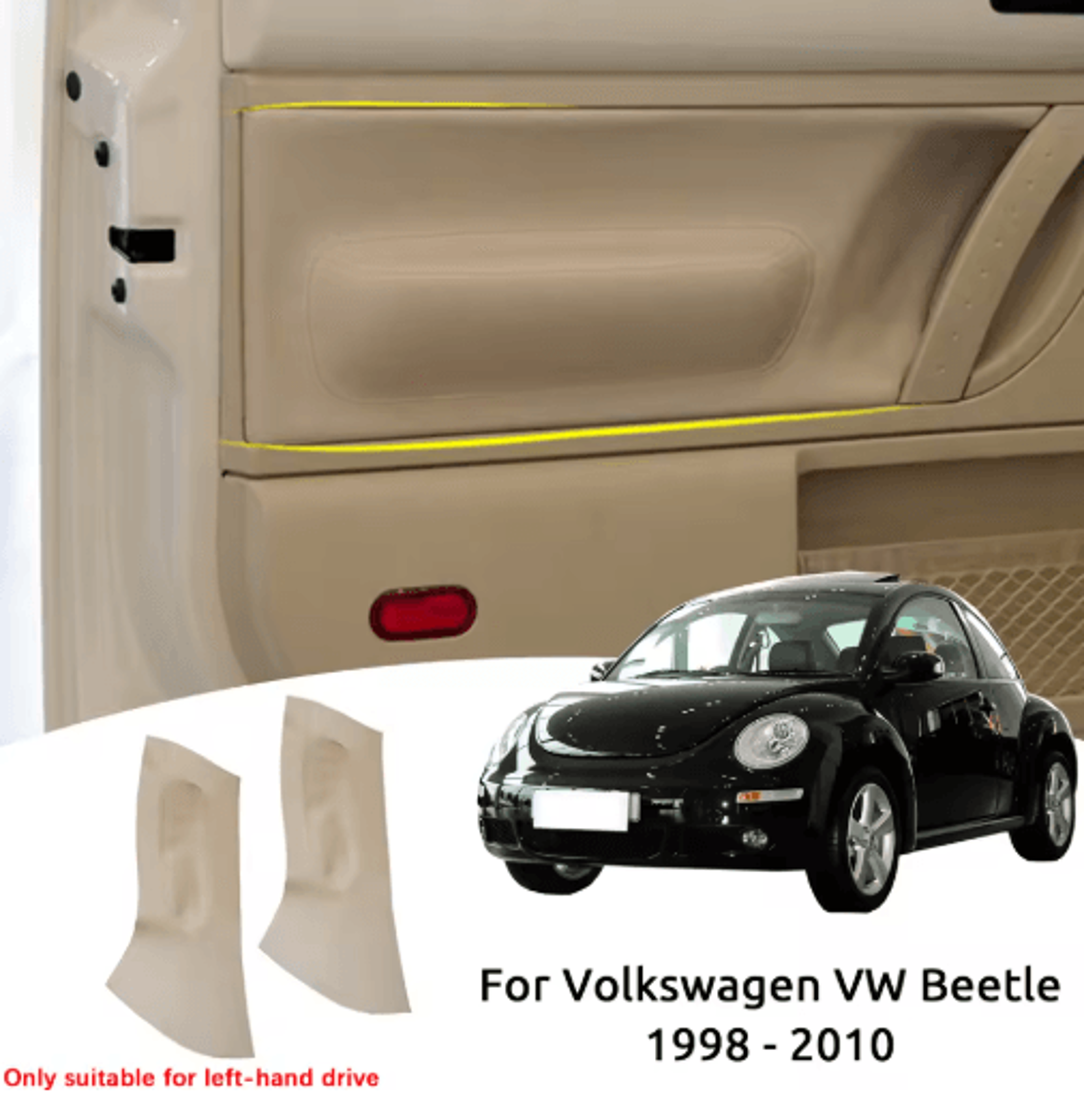 pu leather door armrest panel cover trim for volkswagen vw beetle 1998–2010