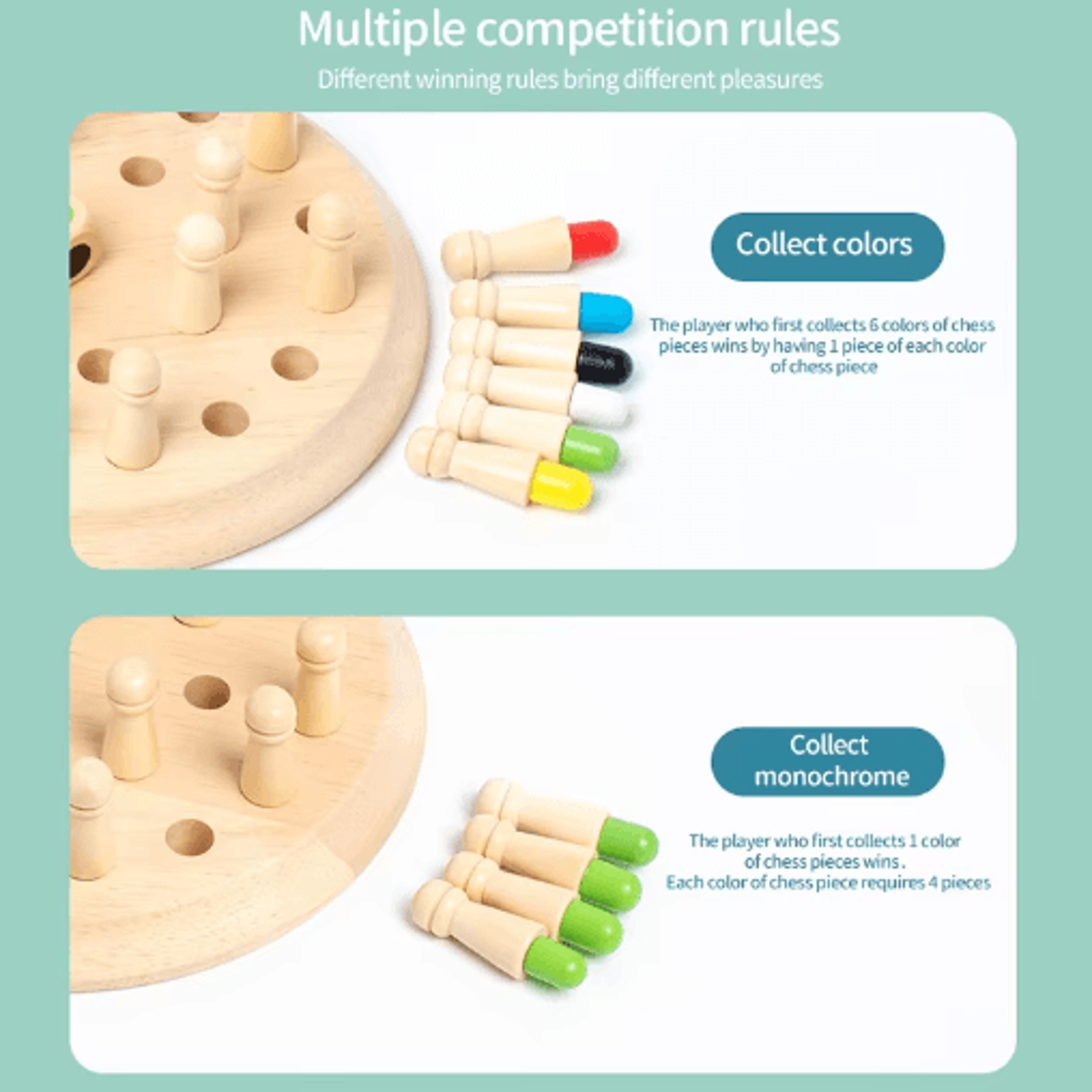 wooden color memory chess game – montessori memory training board for kids