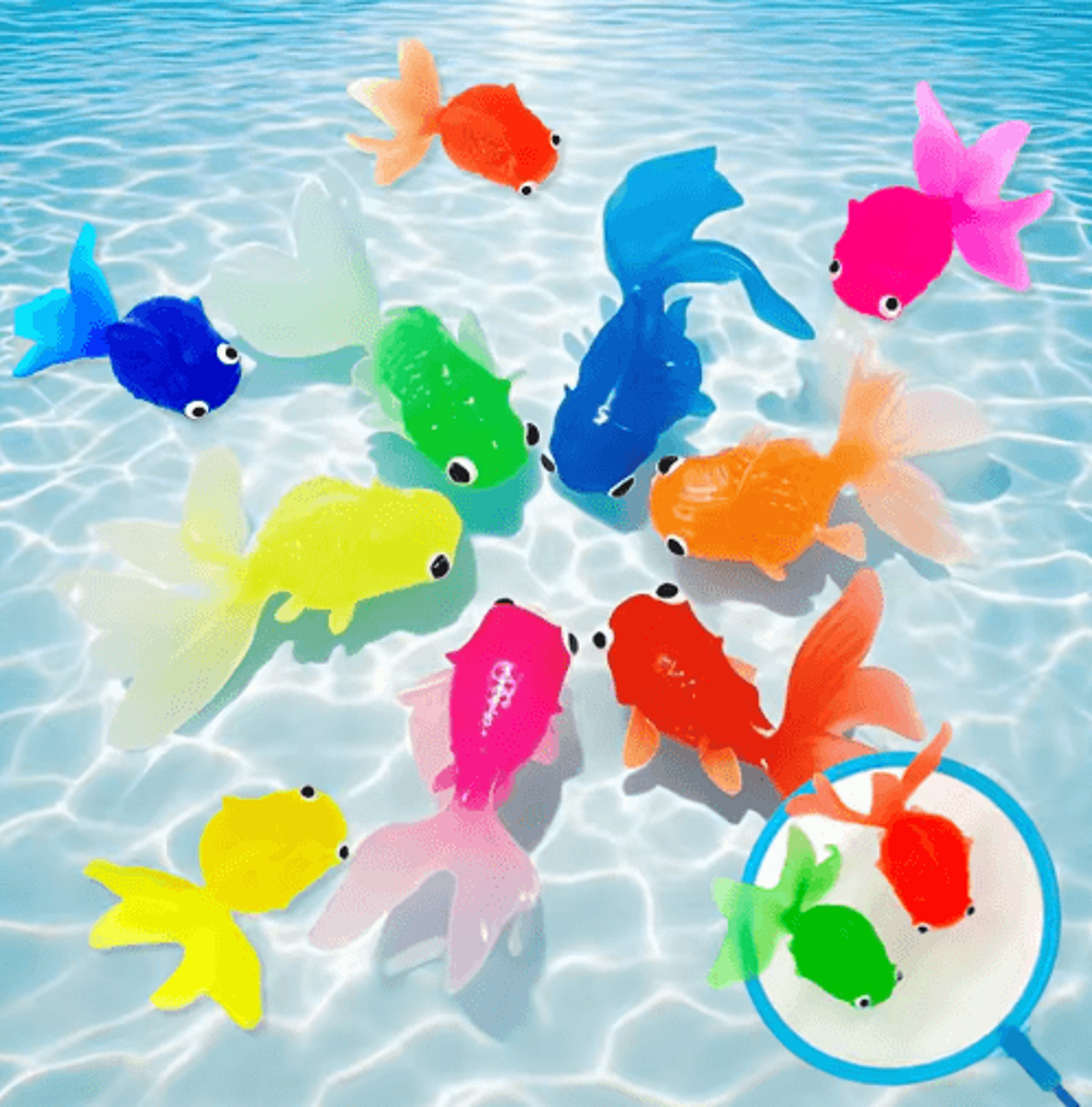 6-piece kawaii goldfish baby bath toy set for water play