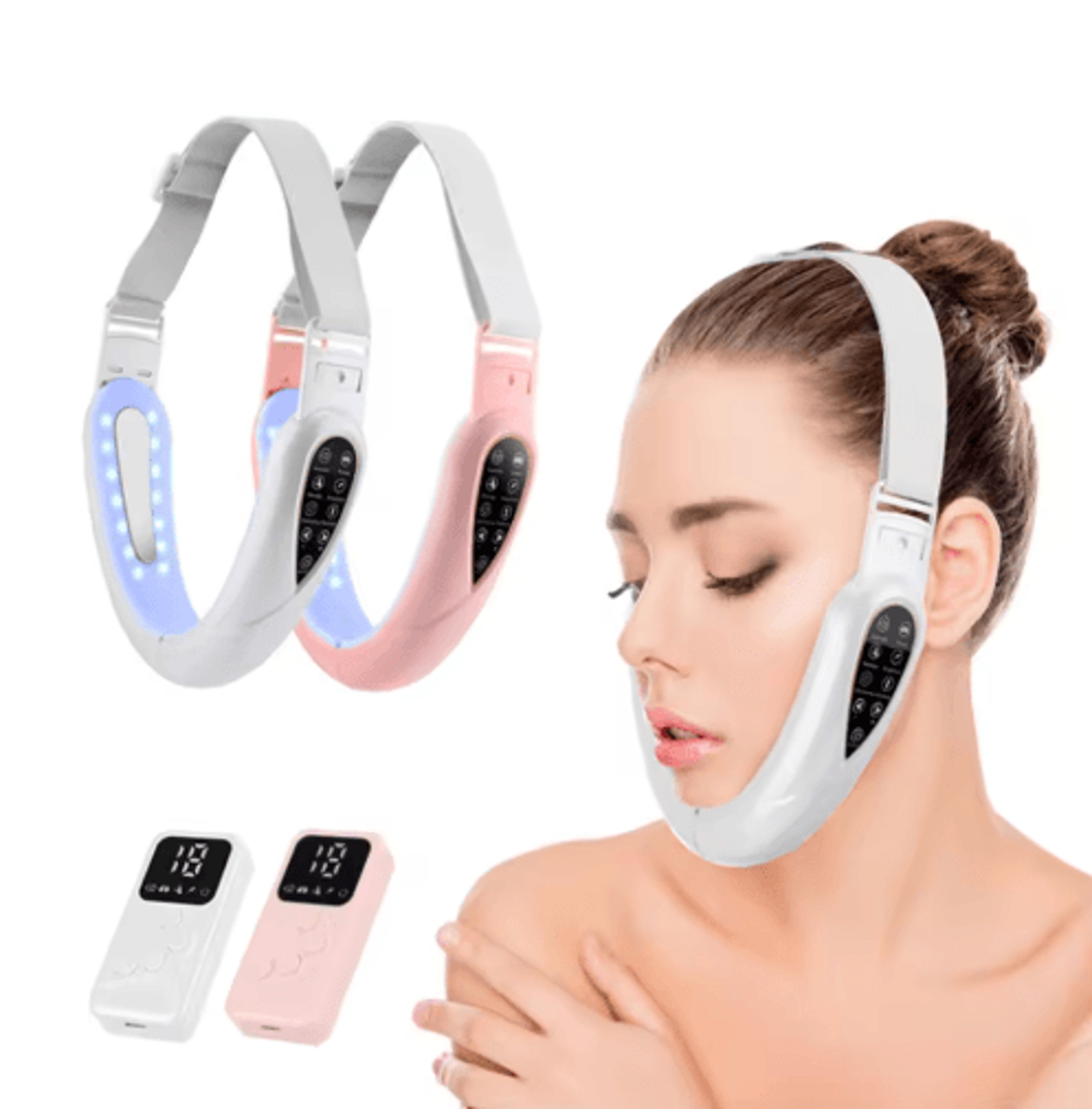 led facial lifting device – tens vibration v-face massager with photon therapy