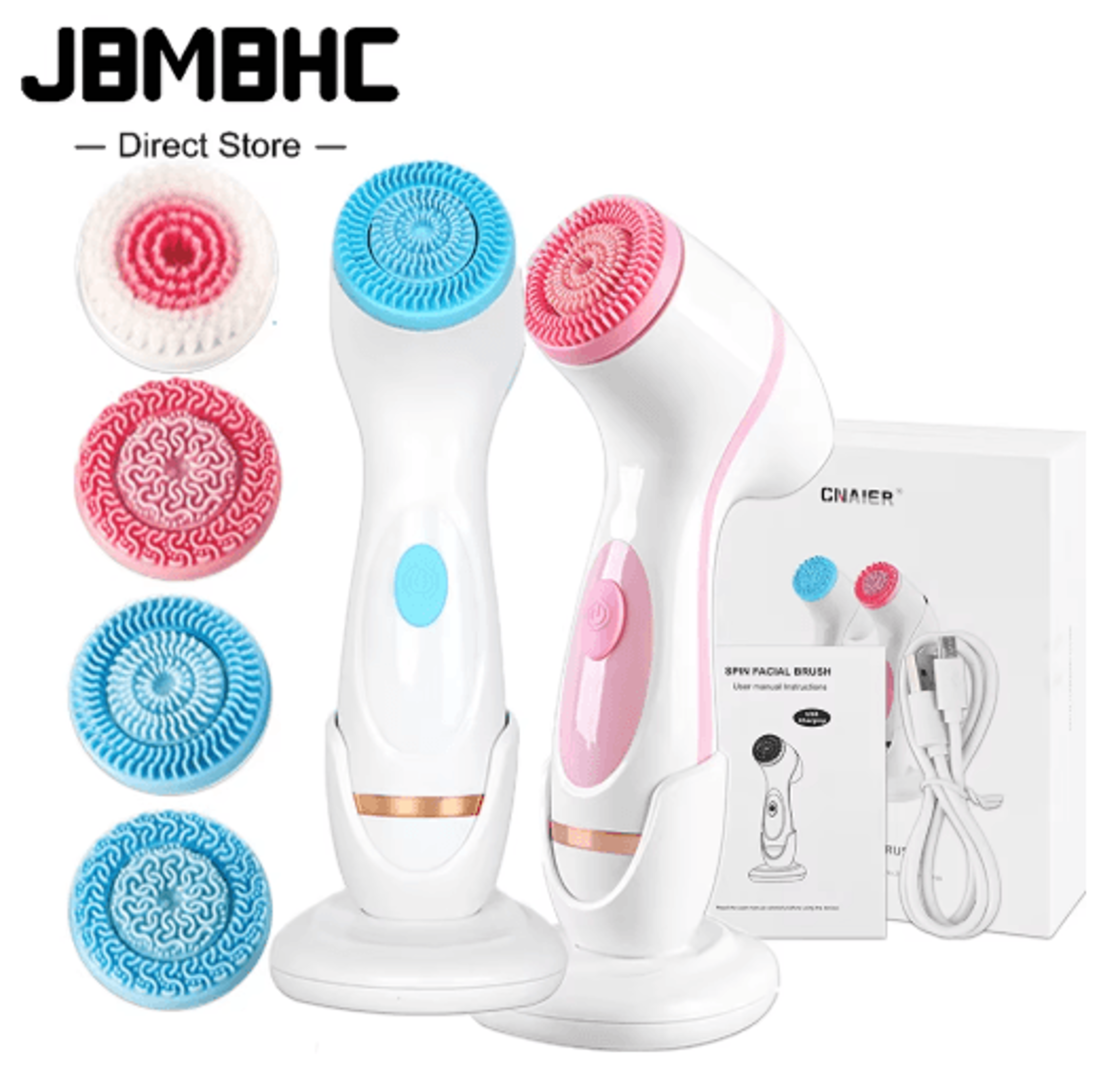 3-in-1 electric facial cleansing brush – ultrasonic sonic face cleansing & massage tool