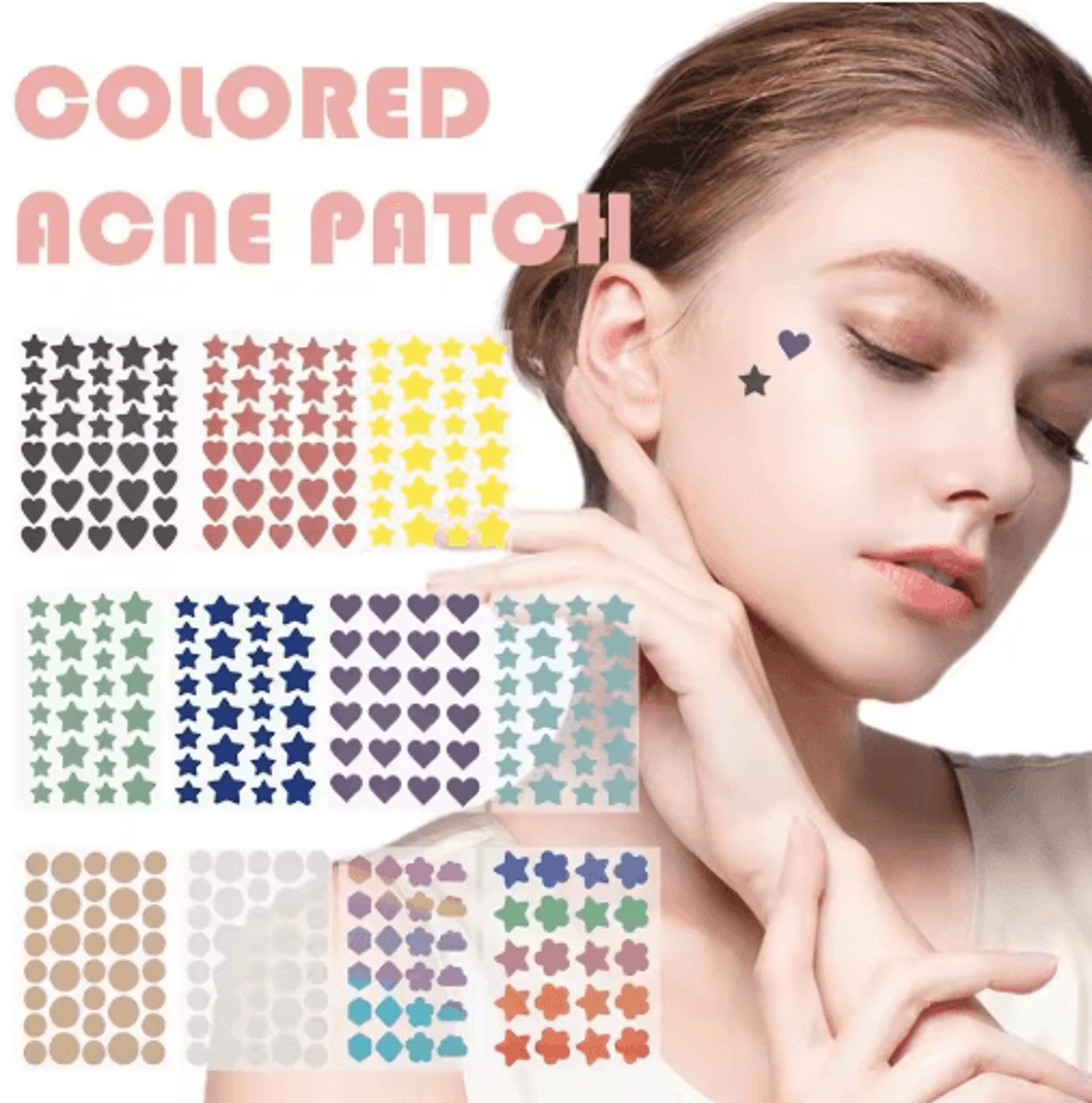 cute star & heart acne patches – invisible hydrocolloid pimple stickers (20–36 count)