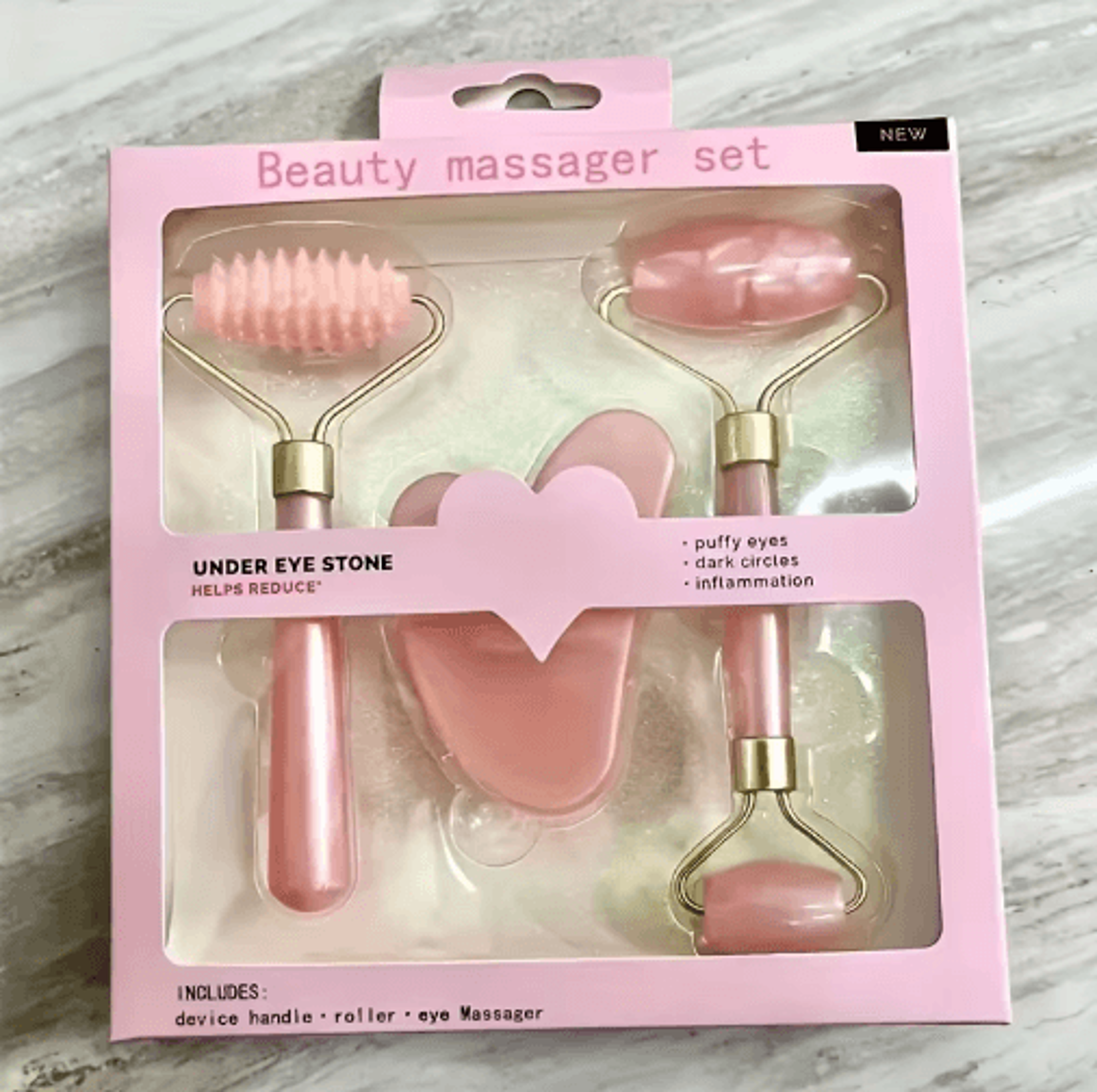4-in-1 facial roller set – double-ended face massager & heart-shaped gua sha tool