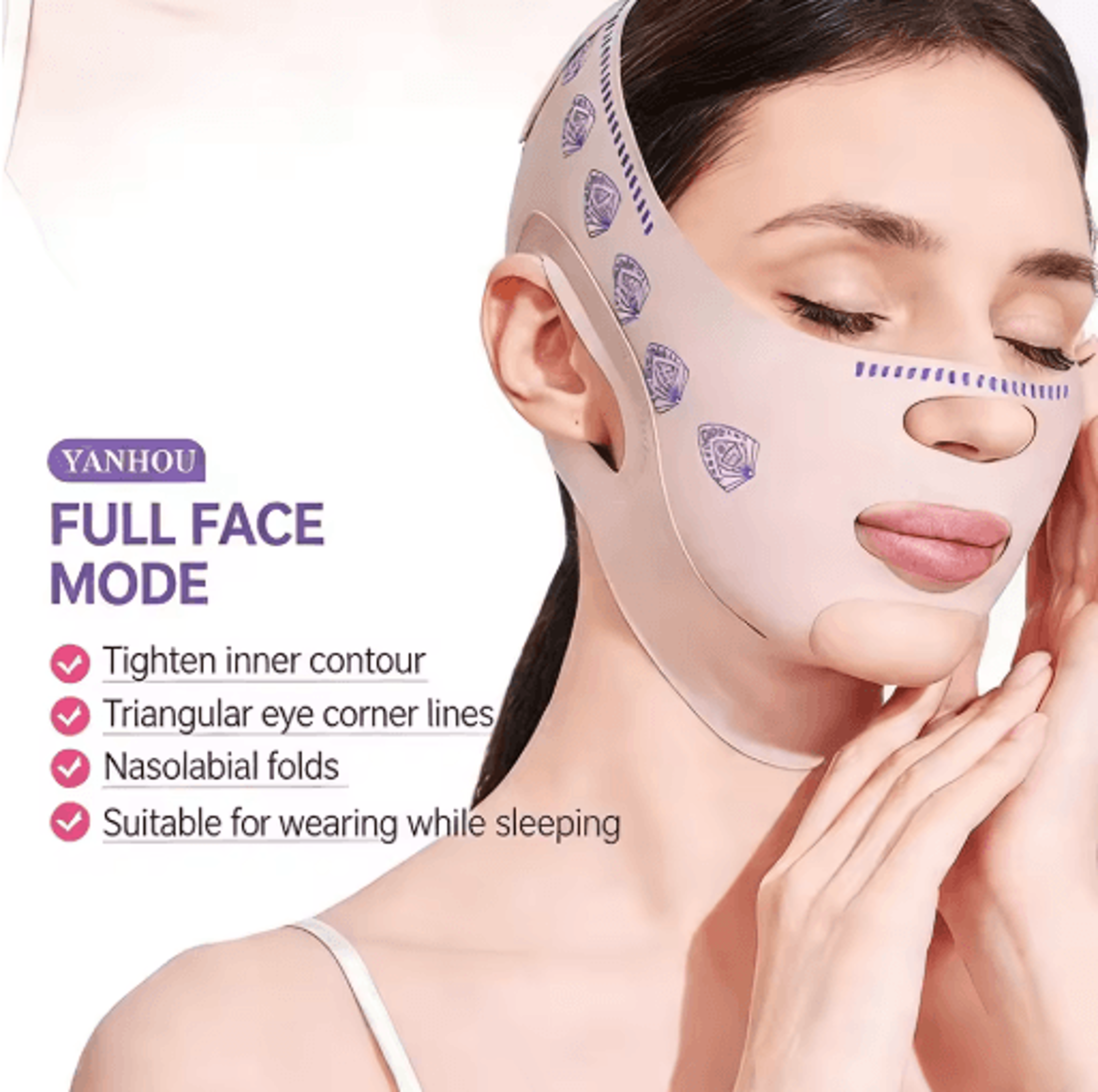 adjustable face sculpting mask – breathable v-line facial support mask