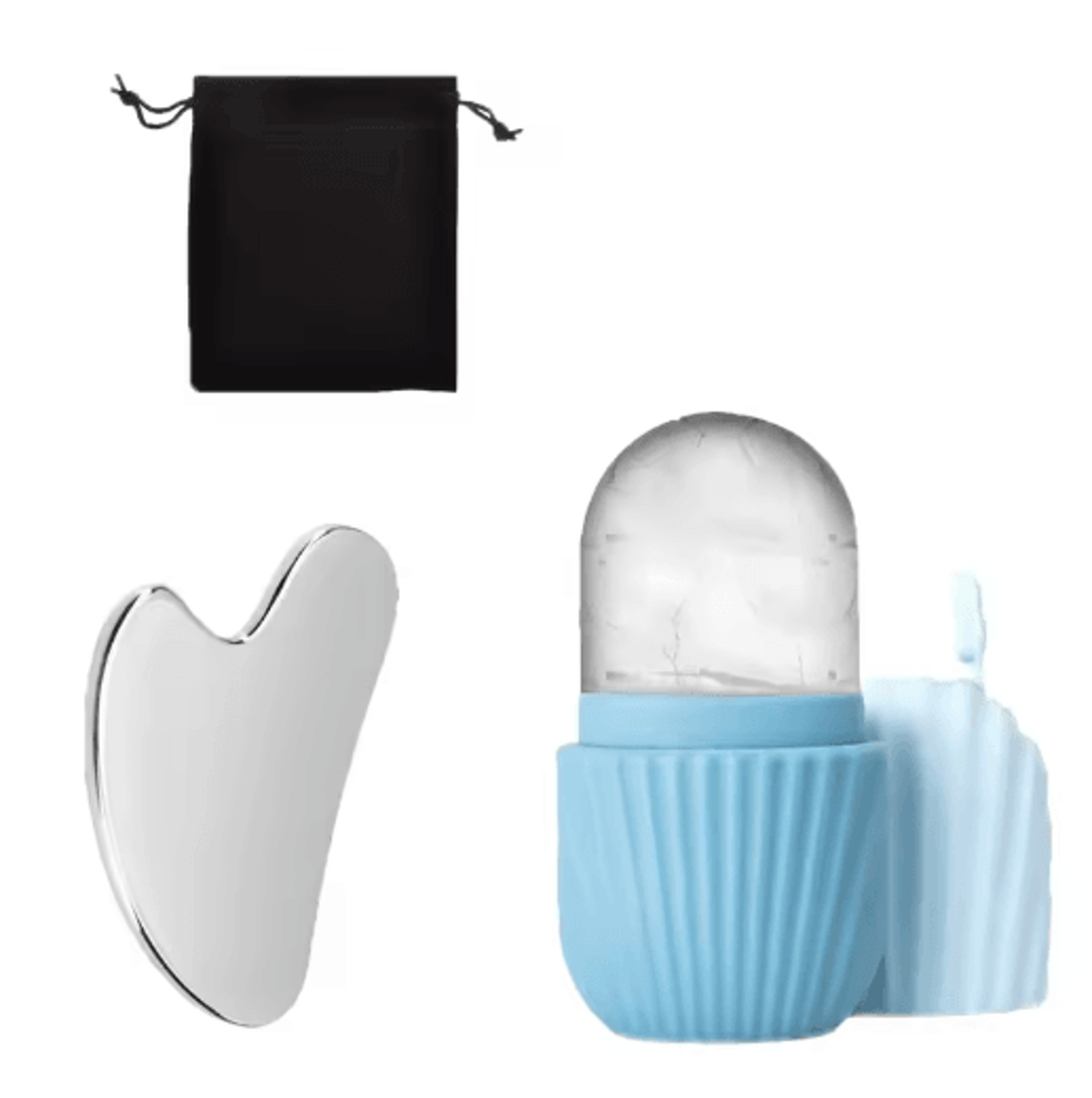 stainless steel ice face roller & gua sha set – facial massage tools for skincare