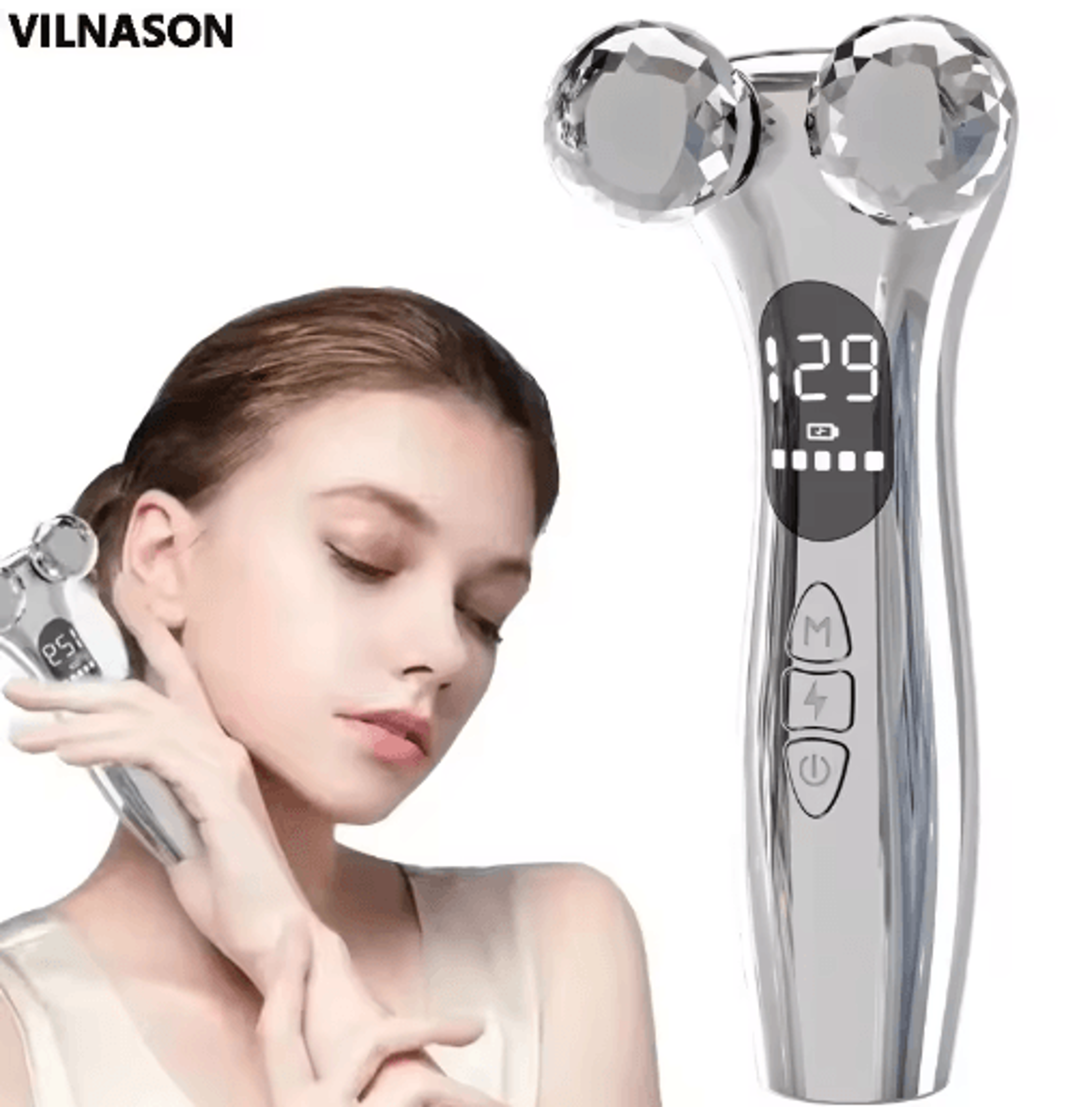 electric microcurrent facial roller – led beauty massager for daily skincare