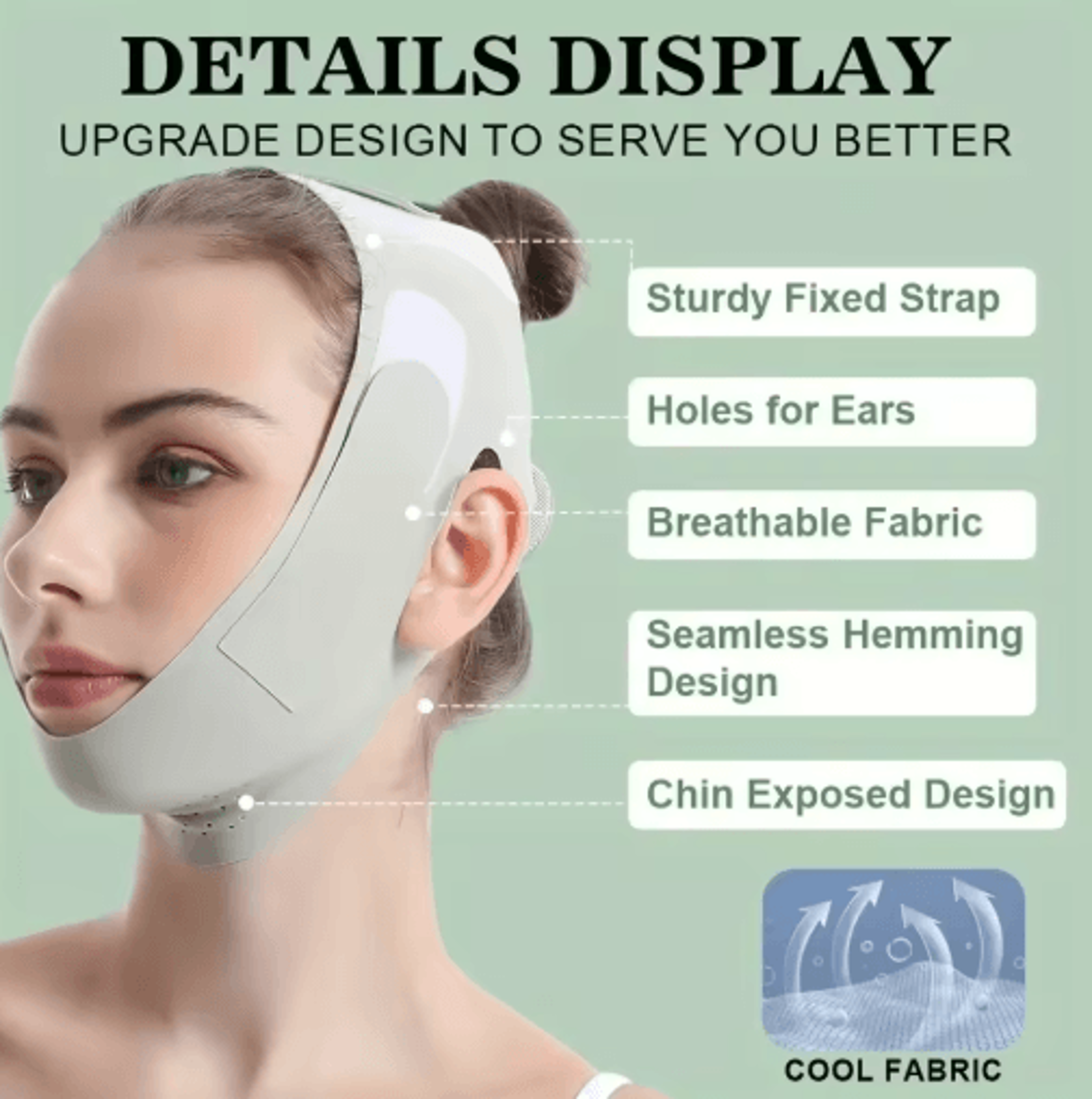 adjustable v-shape face lift band – breathable facial slimming strap for double chin support