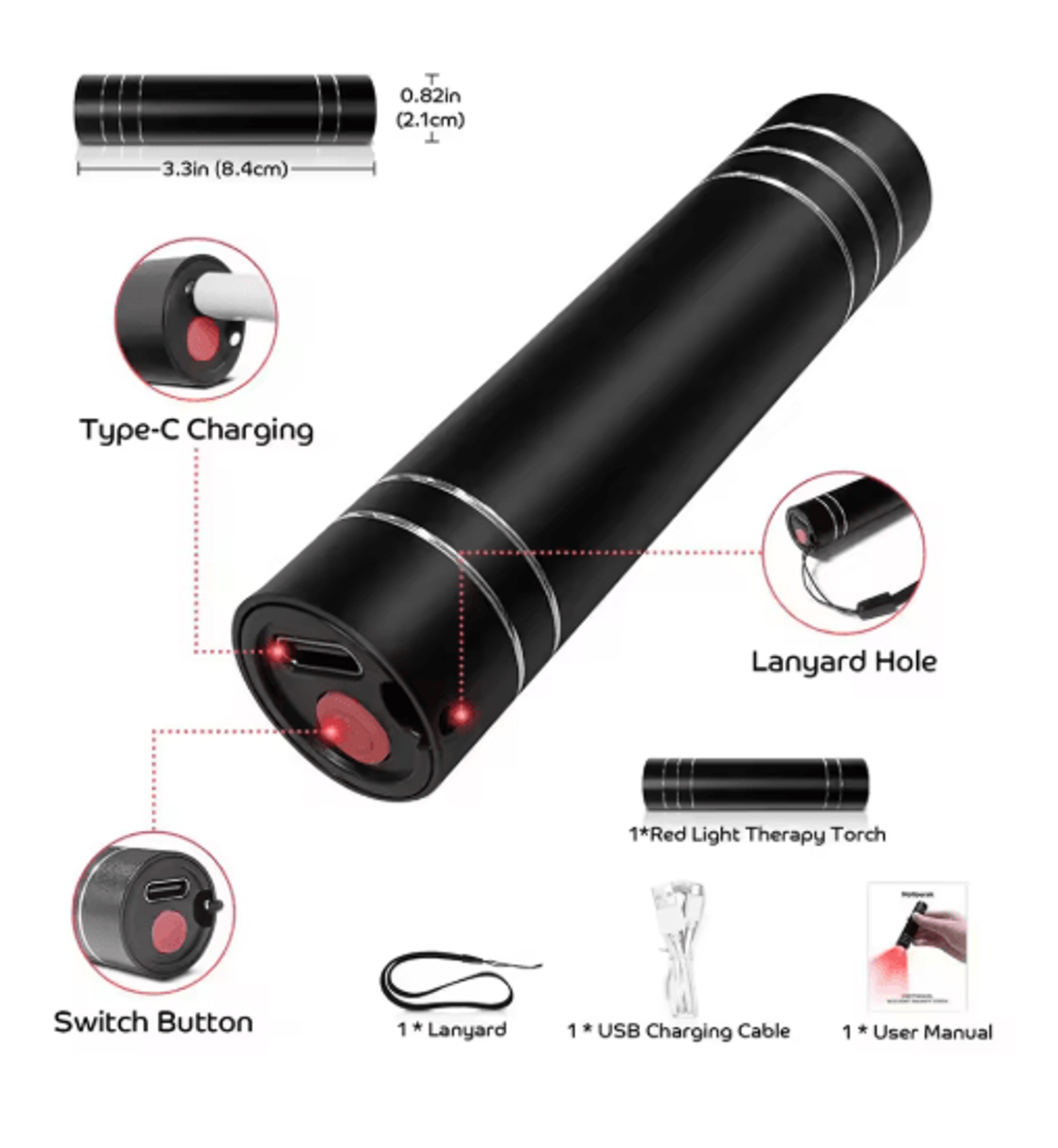 professional red & blue led therapy flashlight – portable light therapy device