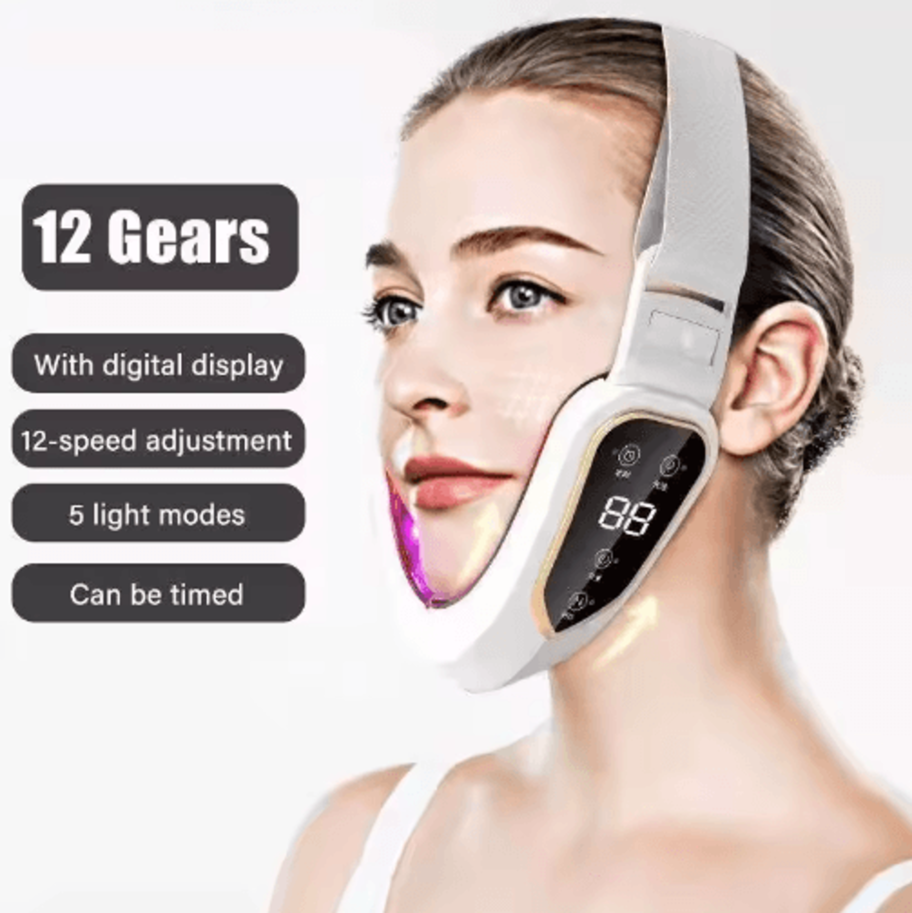 led photon v face massager – heated facial lifting & vibration beauty device