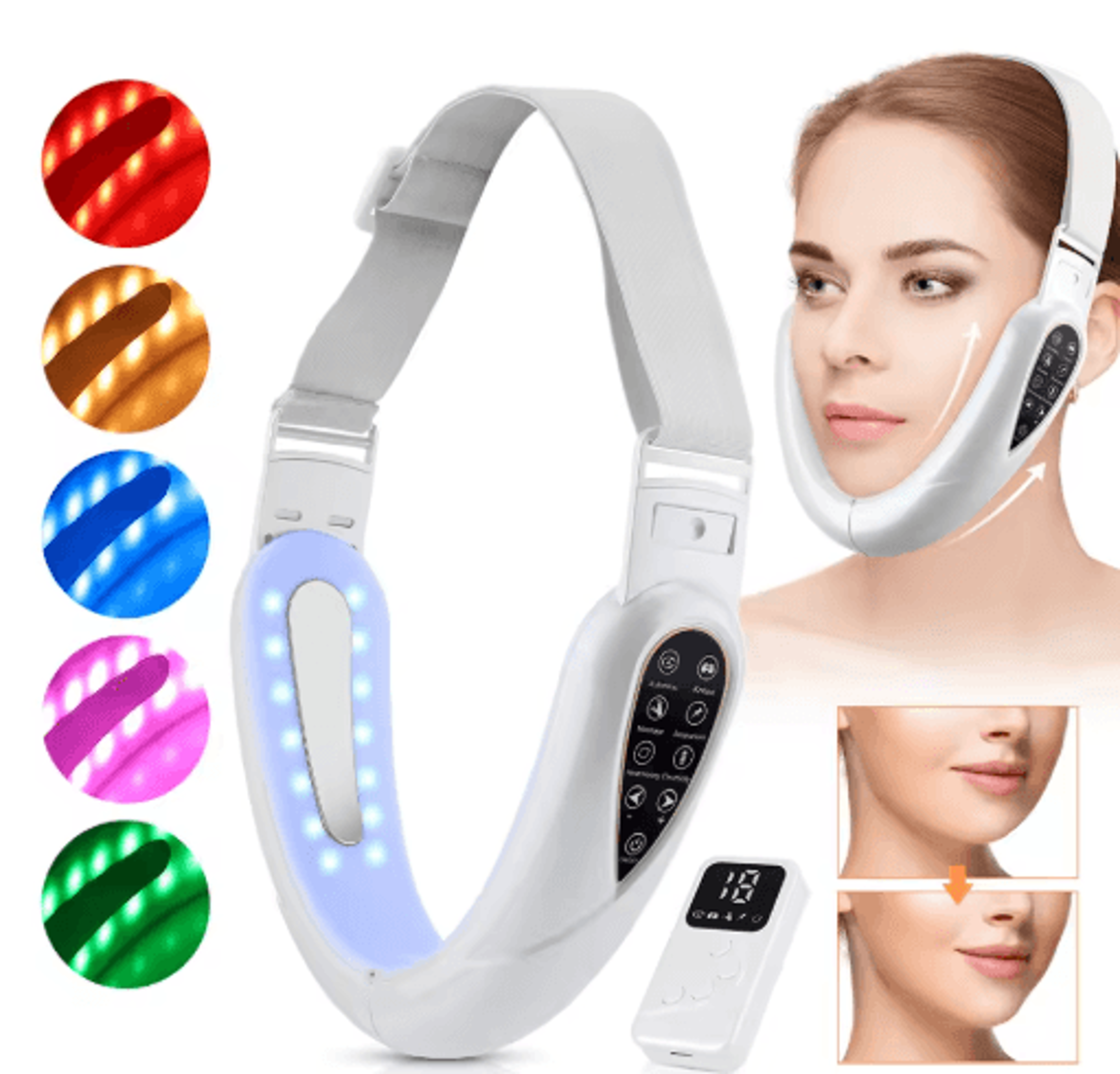 led v face lifting massager – facial vibration device for jawline & chin care