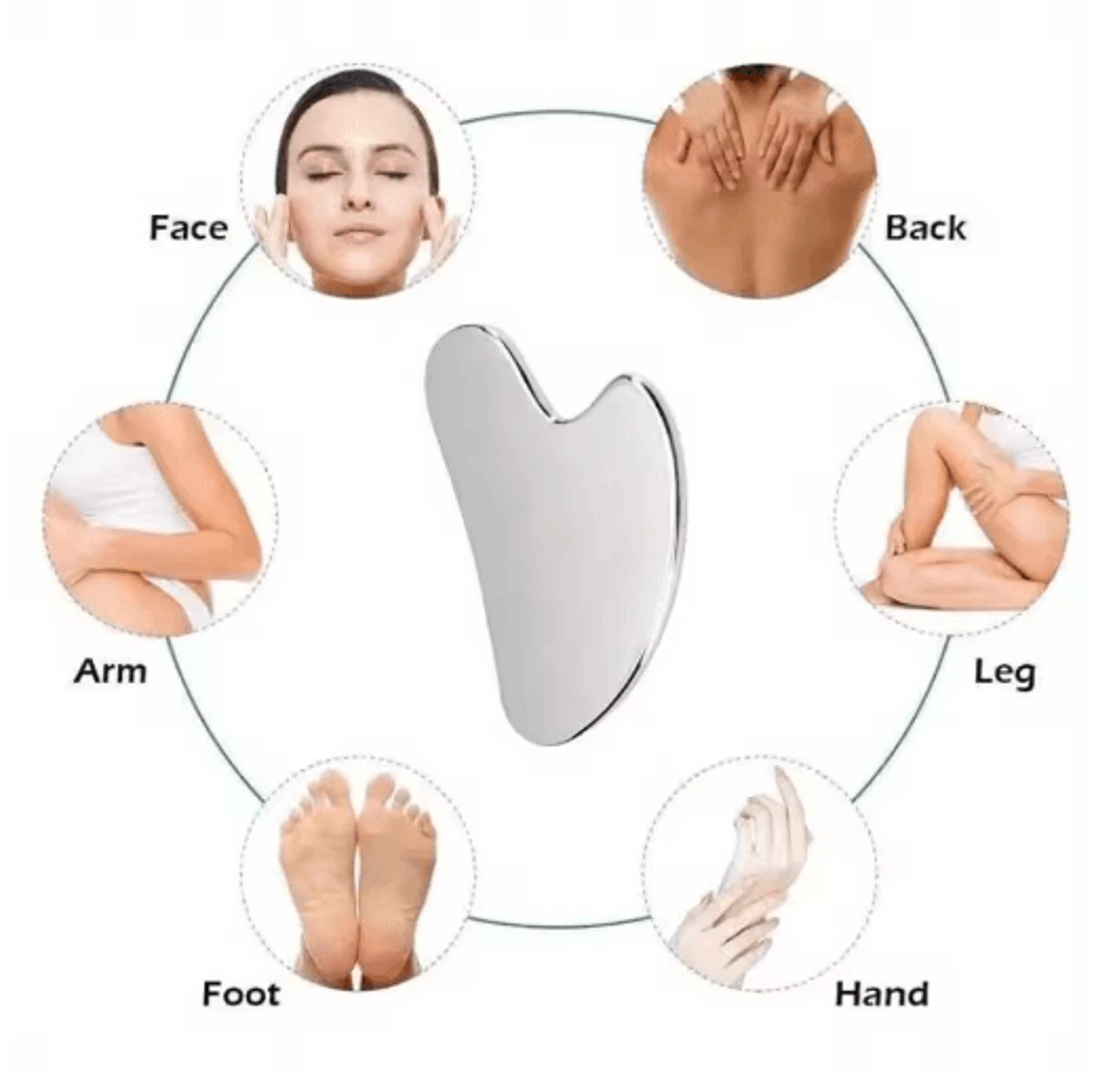 stainless steel gua sha board – cooling facial massage & beauty tool