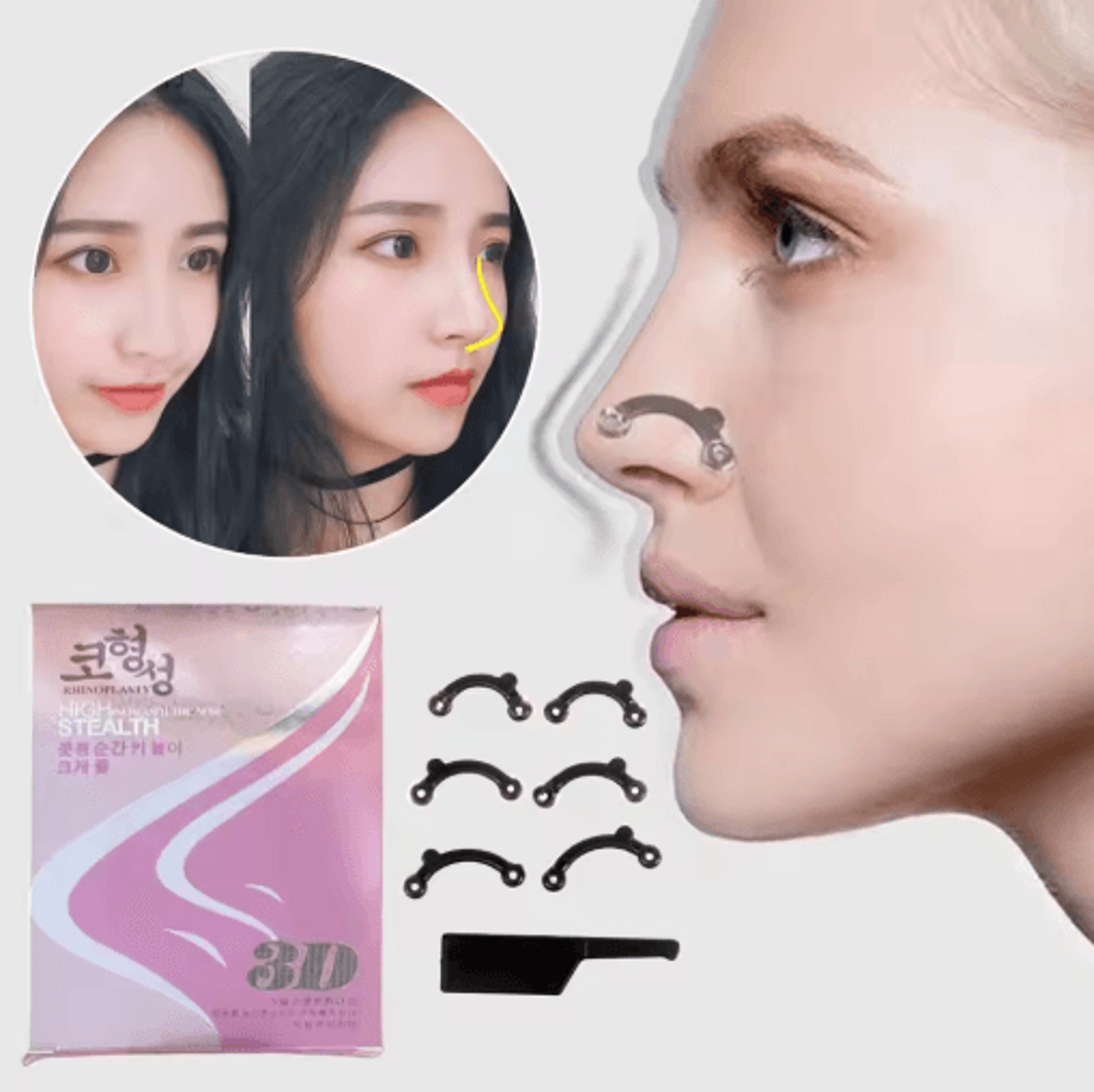 beauty nose up lifting bridge shaper set – nose shaping clip & massage tool