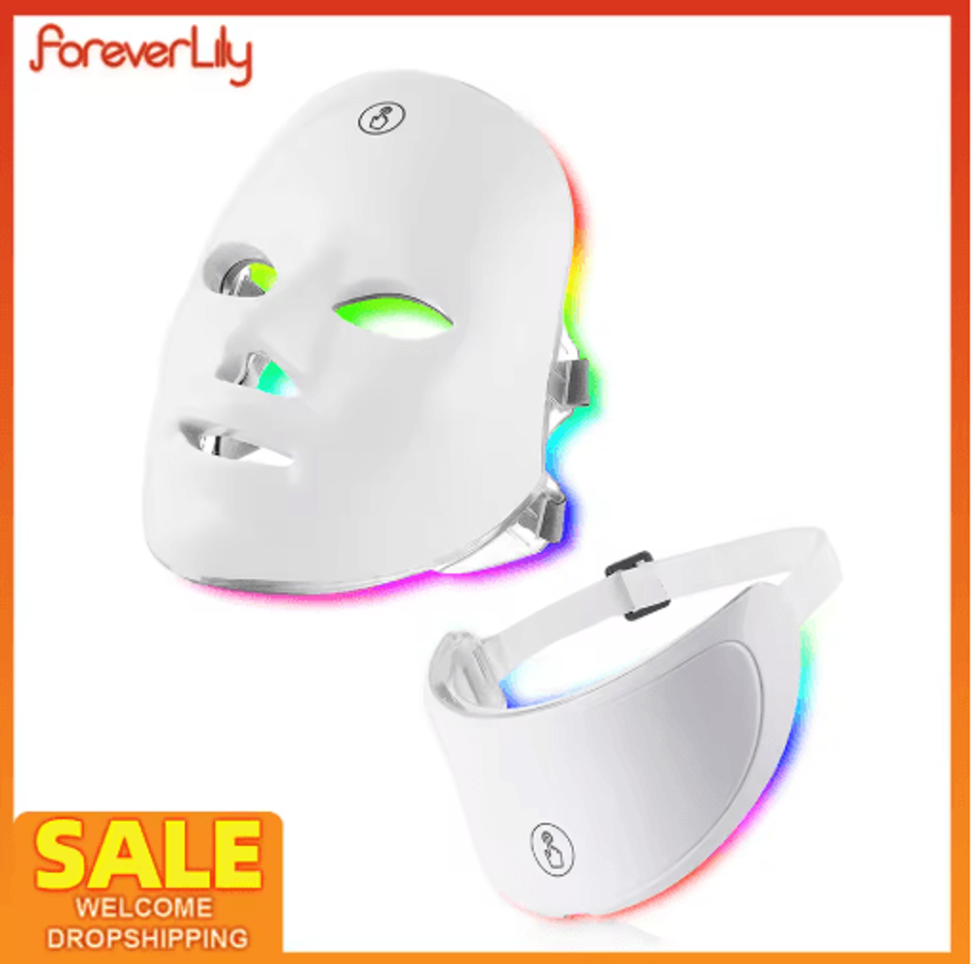 foreverlily 7-color led face & neck beauty mask – light therapy skincare device